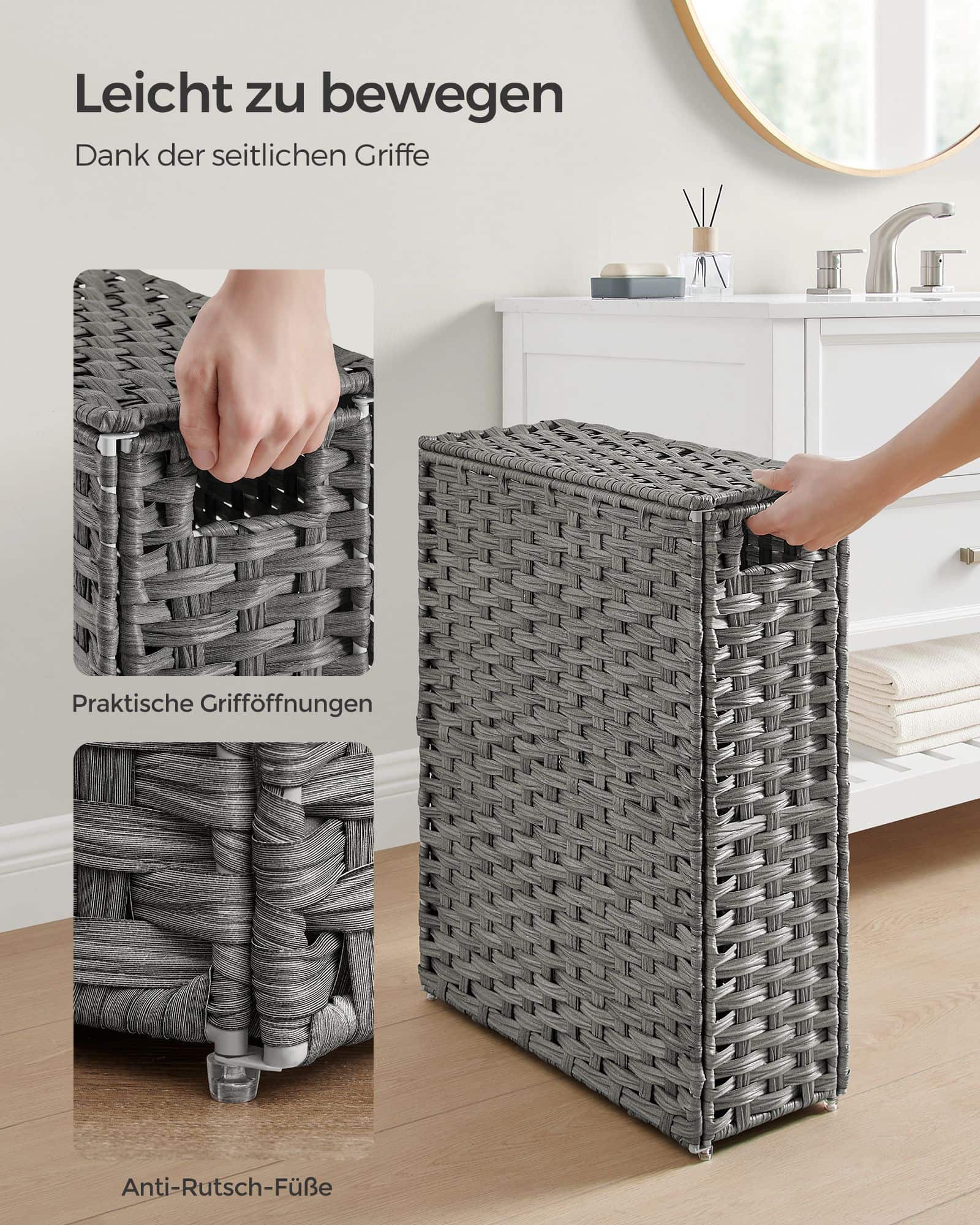 Wäschekorb aus synthetischem Rattan mit Deckel Wäschekorb aus synthetischem Rattan mit Deckel