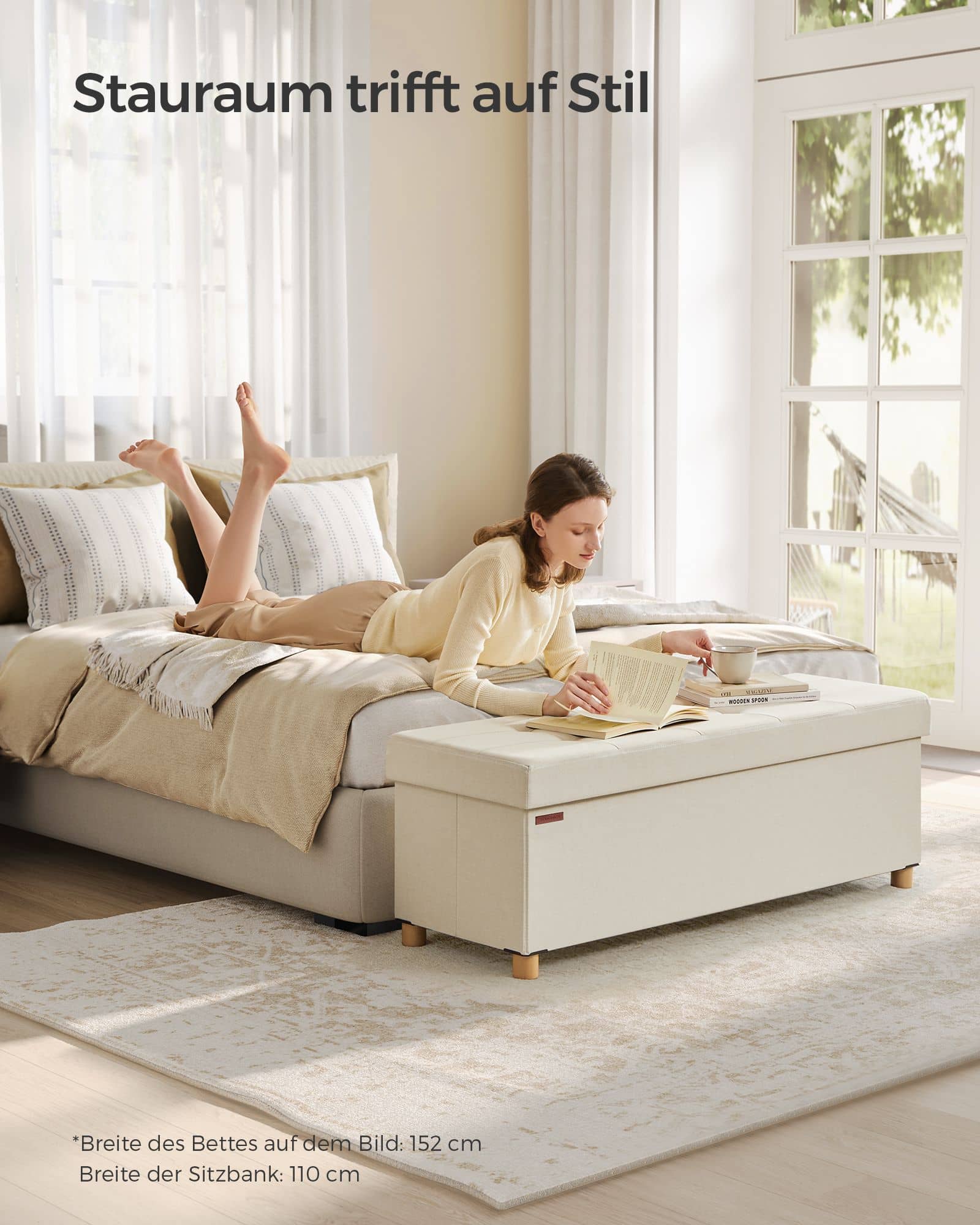 Sitzhocker, klappbare Sitzbank mit Stauraum, Beinen Sitzhocker, klappbare Sitzbank mit Stauraum, Beinen