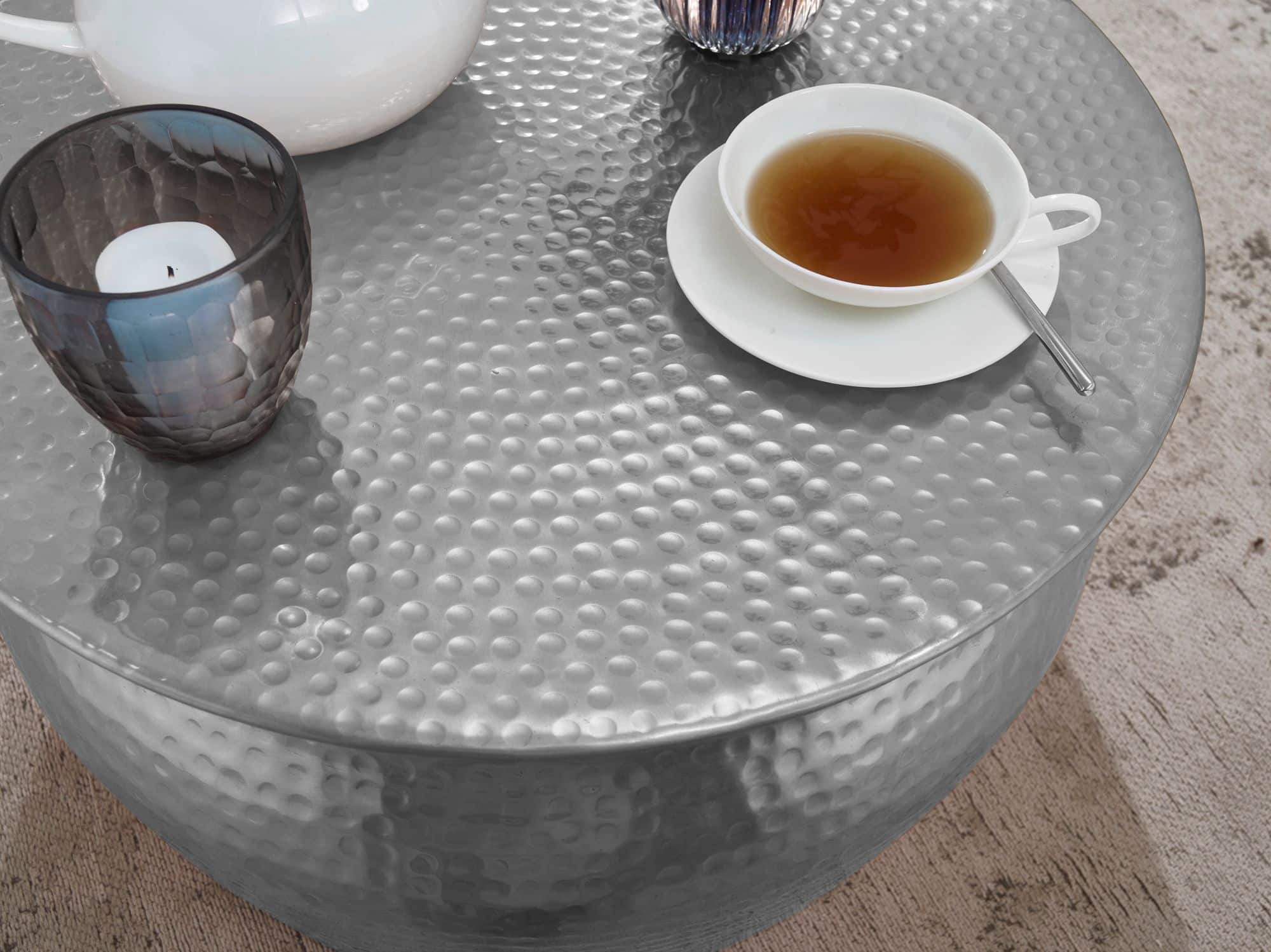46260-WOHNLING-Couchtisch-KARAM-60x60x30-cm-Alumi_2 Couchtisch 60x30,5x60cm Aluminium Silber Beistelltisch orientalisch rund