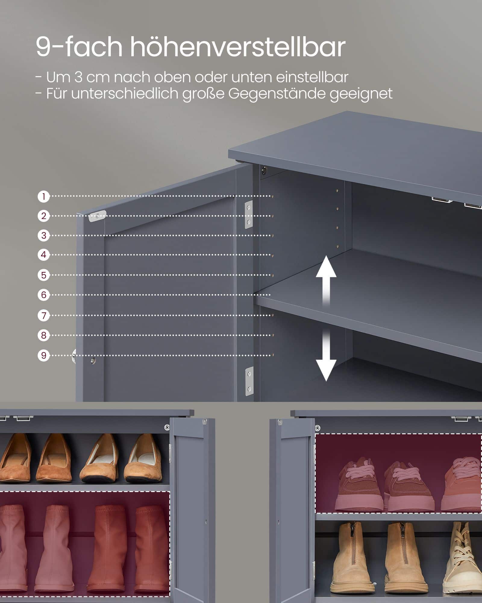 Schuhschrank Landhausstil 35 x 80 x 70 cm schiefergrau Schuhschrank Landhausstil 35 x 80 x 70 cm schiefergrau