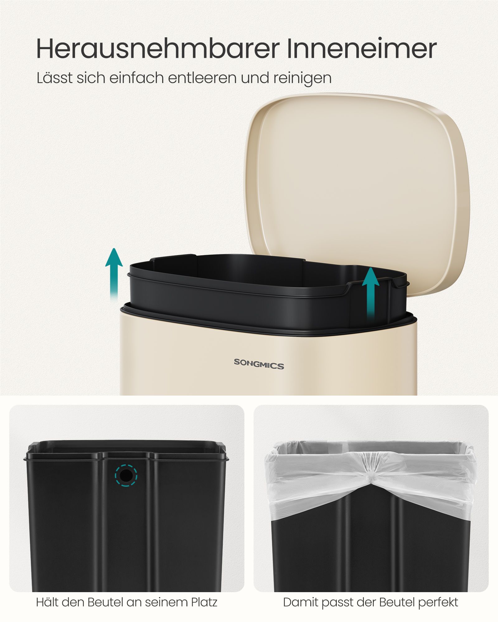 Mülleimer Küche 50 Liter sandbeige Mülleimer Küche 50 Liter sandbeige