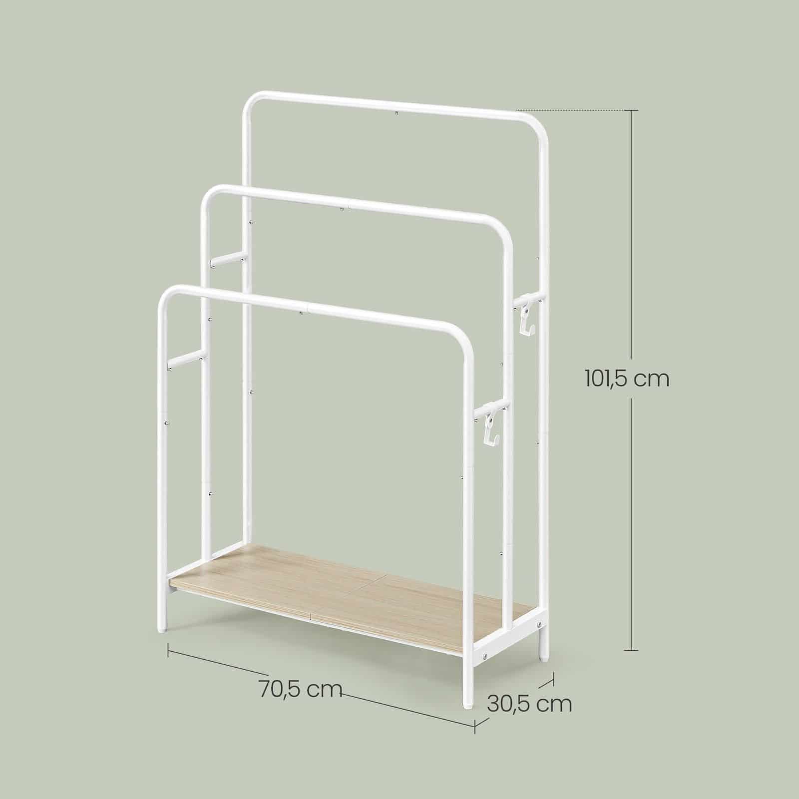 Handtuchhalter mit 3 Stangen, Handtuchständer mit 2 Haken, für Wohnzimmer