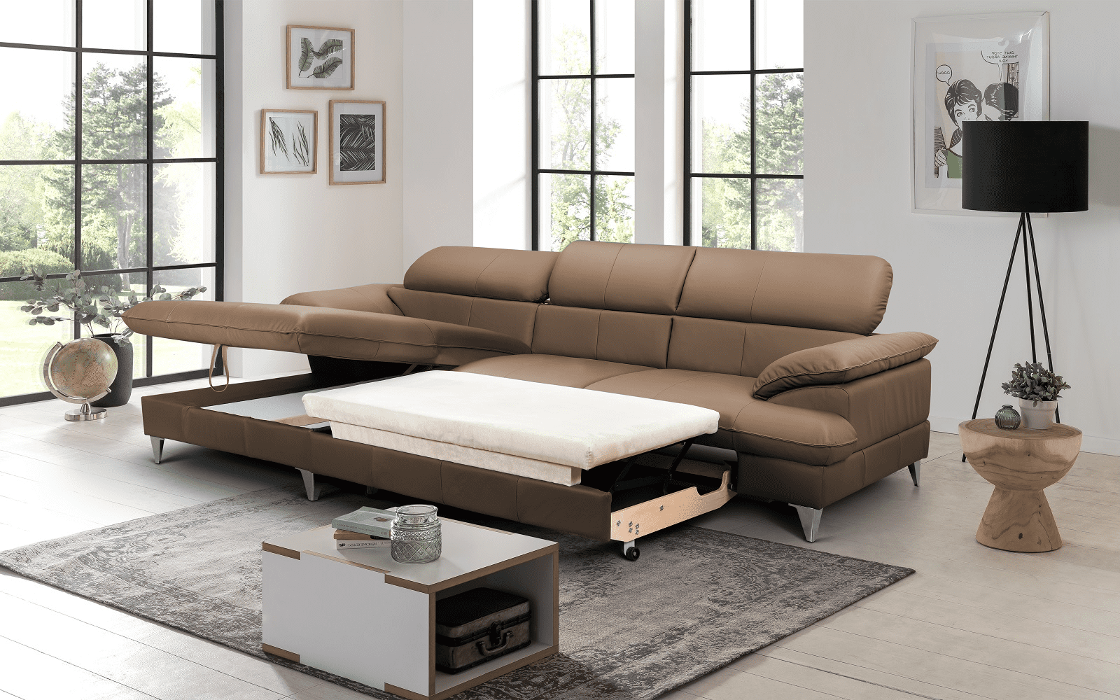 David Ecksofa Echtleder – Schlafsofa mit Bettkasten David Ecksofa Echtleder – Schlafsofa mit Bettkasten