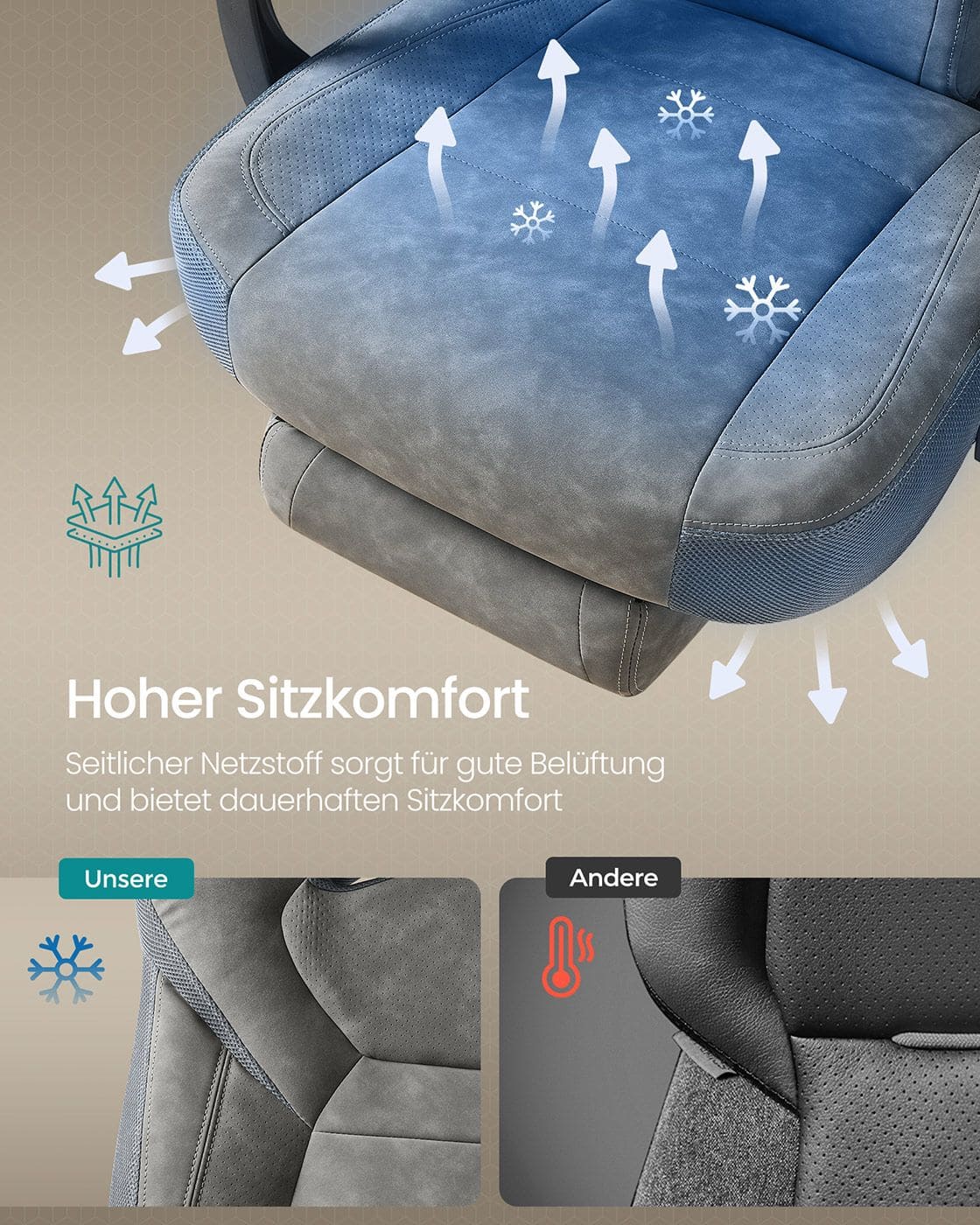 Gaming-Stuhl mit Fußstütze und verstellbarem Kopfkissen schiefergrau Gaming-Stuhl mit Fußstütze und verstellbarem Kopfkissen schiefergrau