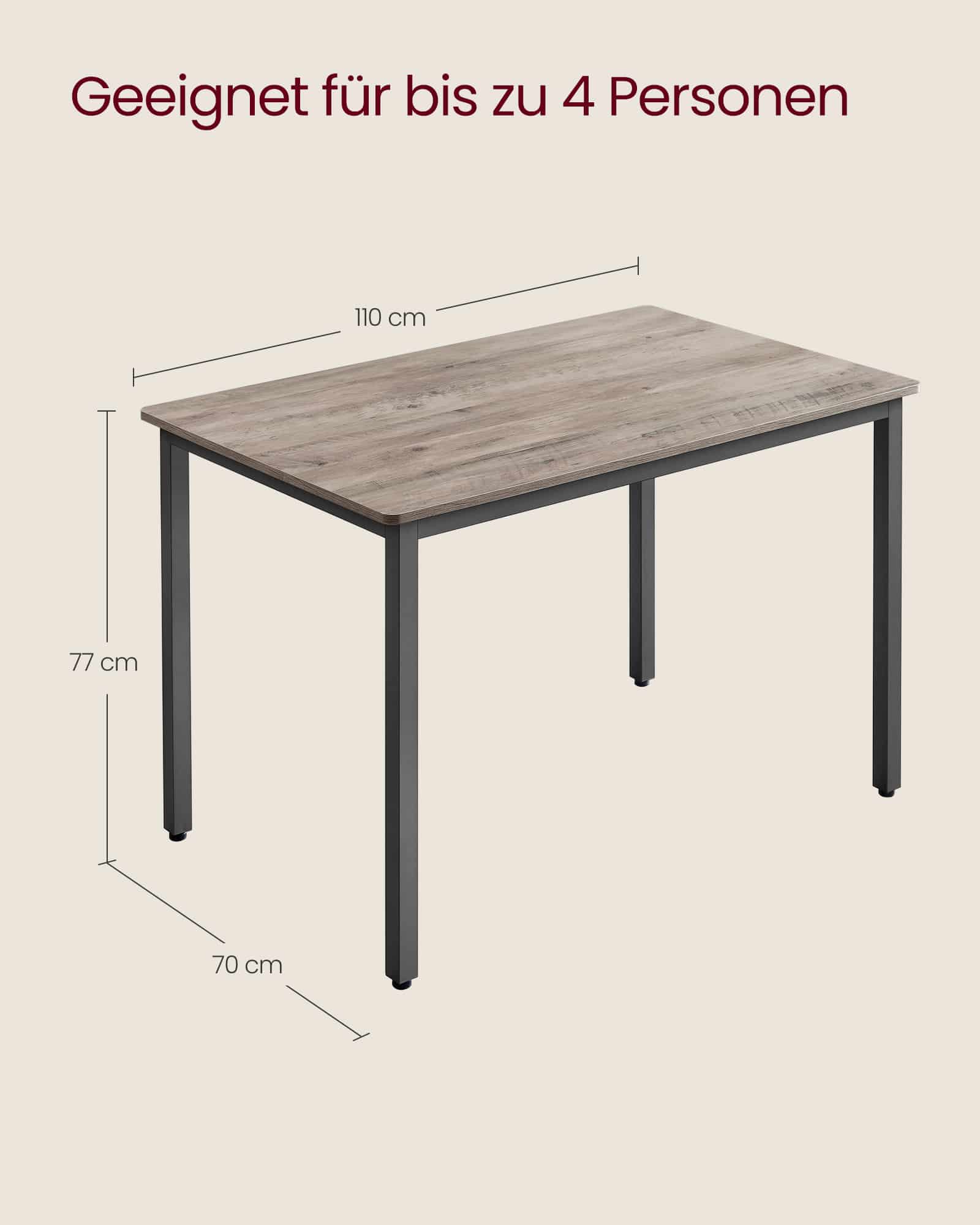 Esstisch 70 x 110 x 77 cm greige meliert-mattschwarz Esstisch 70 x 110 x 77 cm greige meliert-mattschwarz