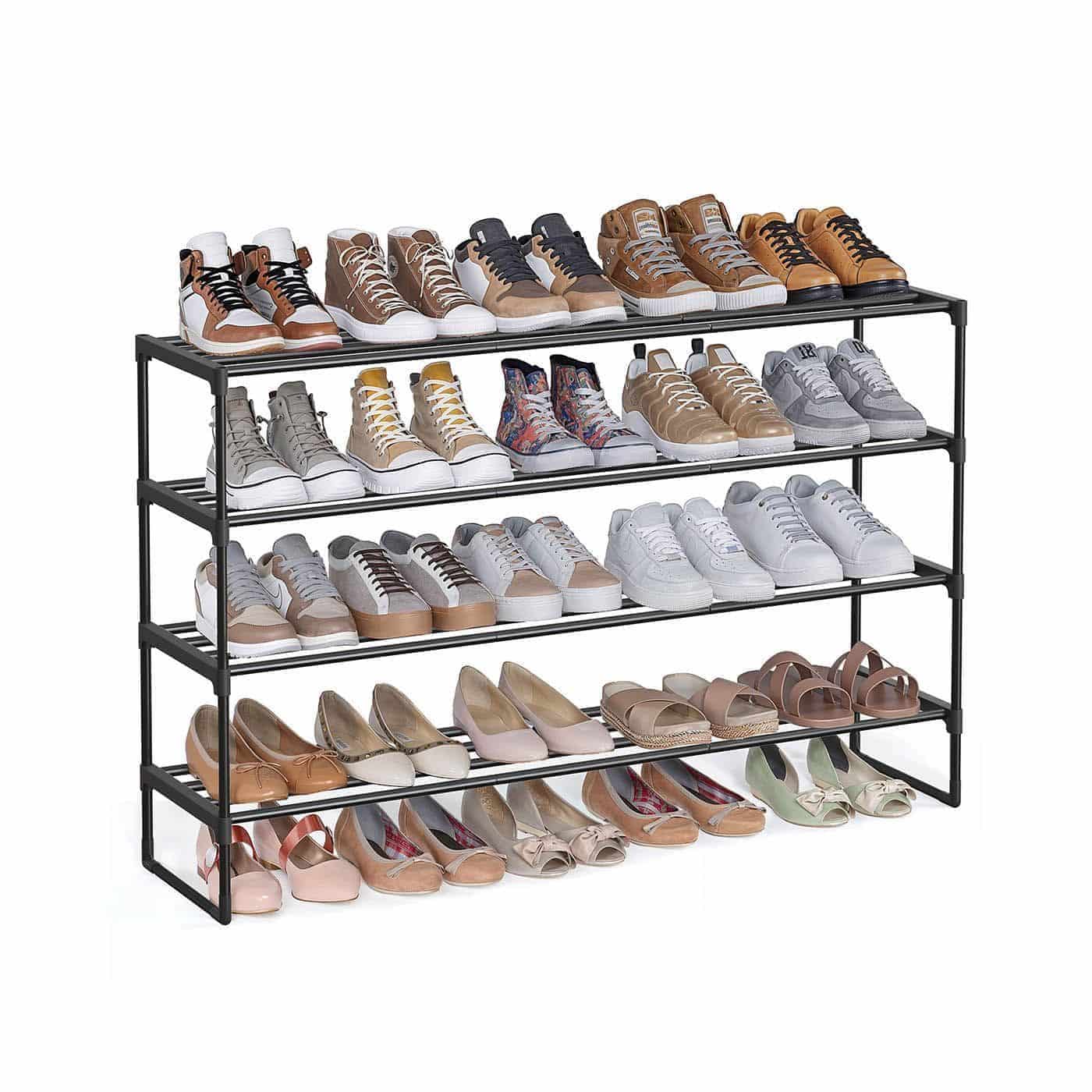 Schuhregal mit 4 Ebenen für 25-30 Paar Schuhe schwarz