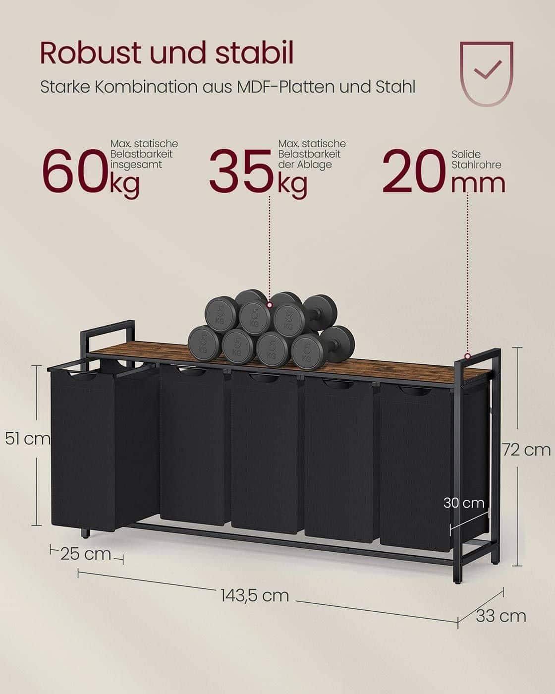 Wäschesammler mit Ablage aus Oxford-Gewebe Wäschesammler mit Ablage aus Oxford-Gewebe