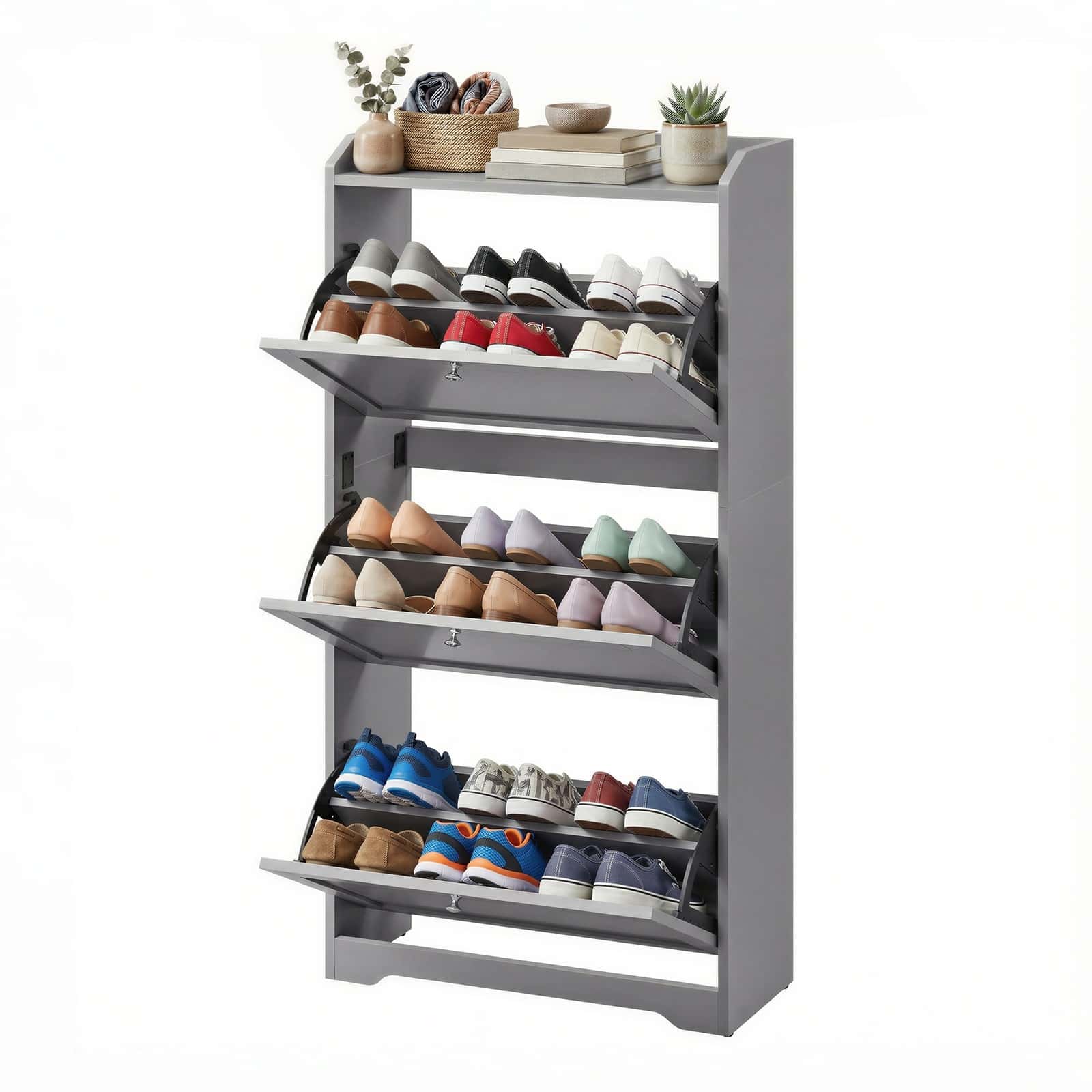 Schuhregal 3 Klappen, Schuhaufbewahrung, für bis zu 12-20 Paar Schuhe Schuhregal 3 Klappen, Schuhaufbewahrung, für bis zu 12-20 Paar Schuhe