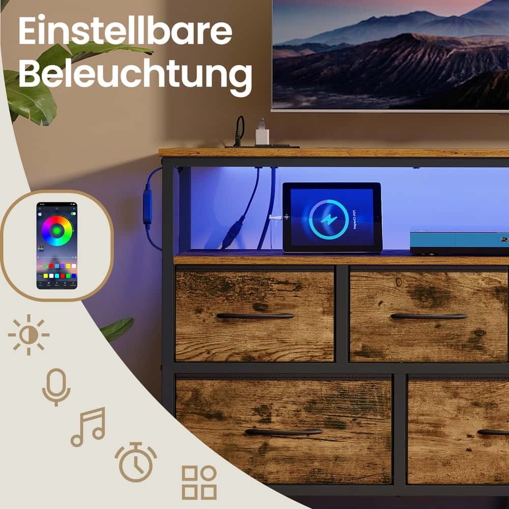 Kommode mit LED-Beleuchtung, Sideboard, Schubladenschrank für Wohnzimmer Kommode mit LED-Beleuchtung, Sideboard, Schubladenschrank für Wohnzimmer