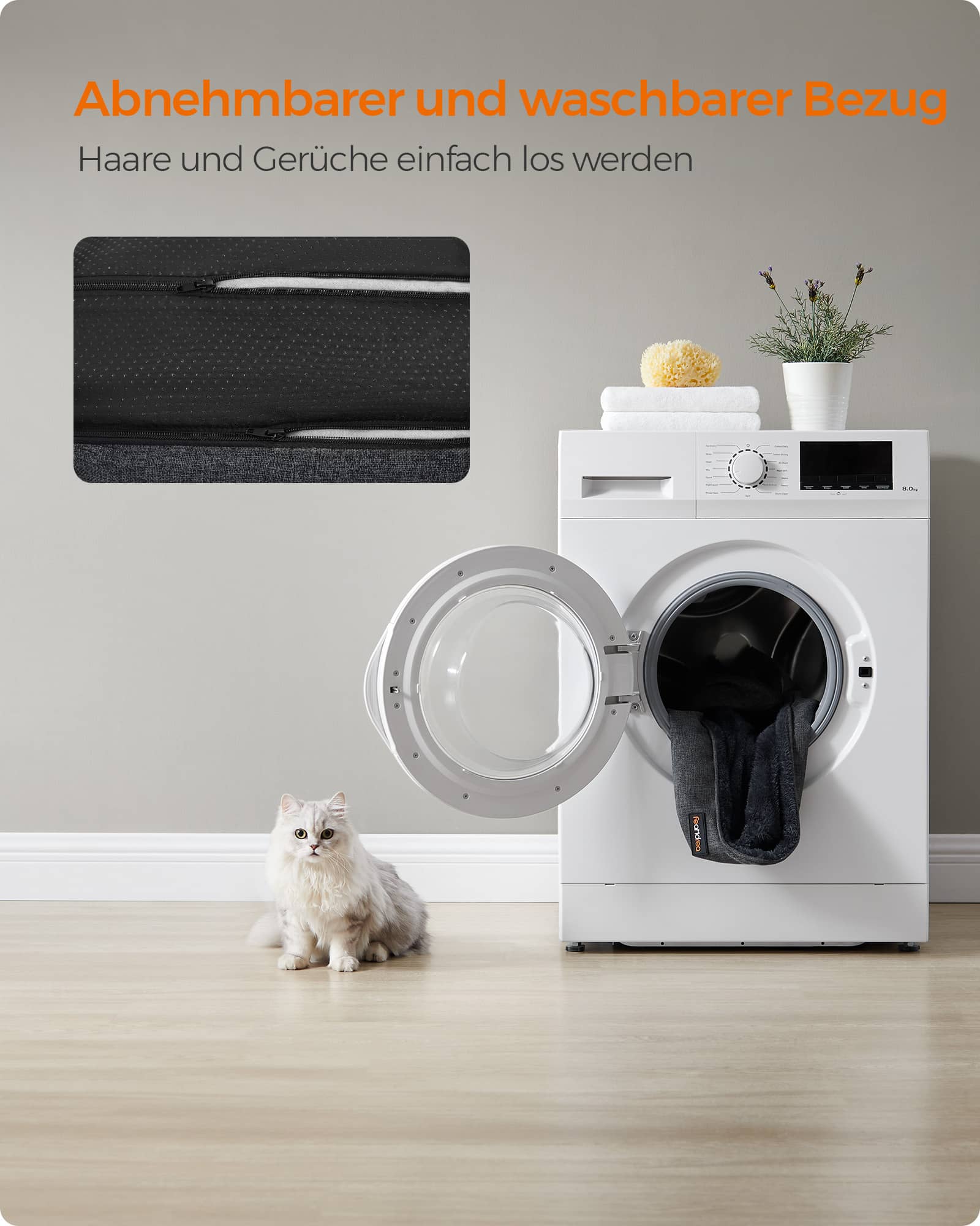 Hundebett mit abnehmbarem und waschbarem Bezug dunkelgrau-PGW009G01 Hundebett mit abnehmbarem und waschbarem Bezug dunkelgrau-PGW009G01