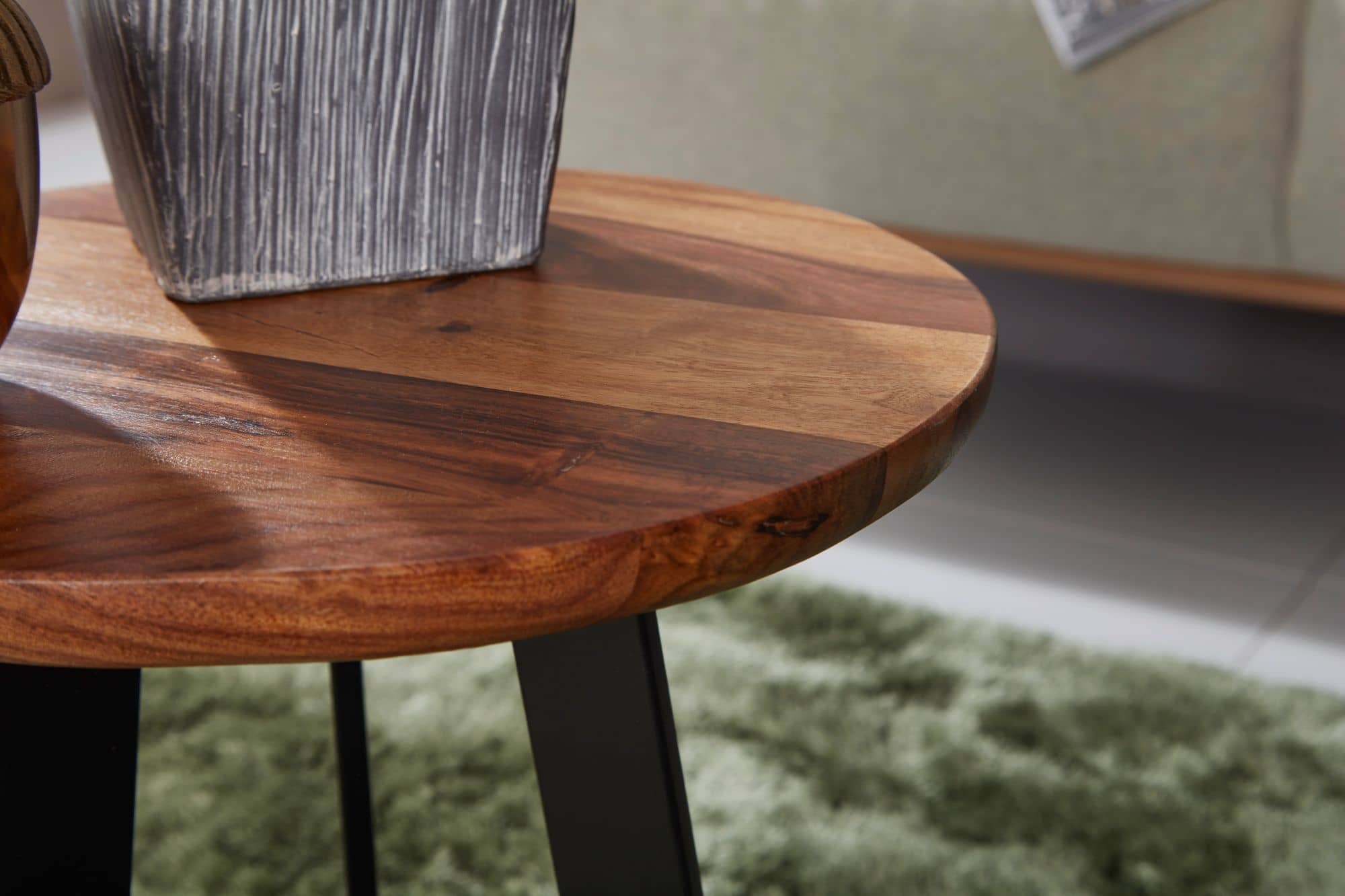 Beistelltisch 35 x 37 x 35 cm WL5.665 Sheesham Holz Metall Couchtisch Beistelltisch 35 x 37 x 35 cm WL5.665 Sheesham Holz Metall Couchtisch