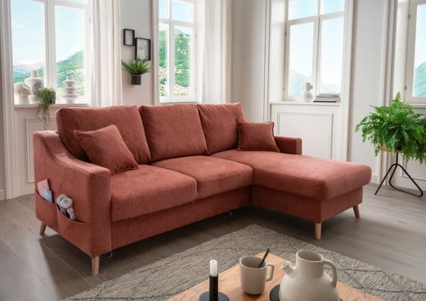 Benformato-Ecksofa-Valentina-mit-Bettkasten-in-verschiedenen-Farben-erhaeltlich-Mikrofaser-koralle-rot Benformato Ecksofa Valentina mit Bettkasten in verschiedenen Farben erhältlich Mikrofaser Koralle Rot