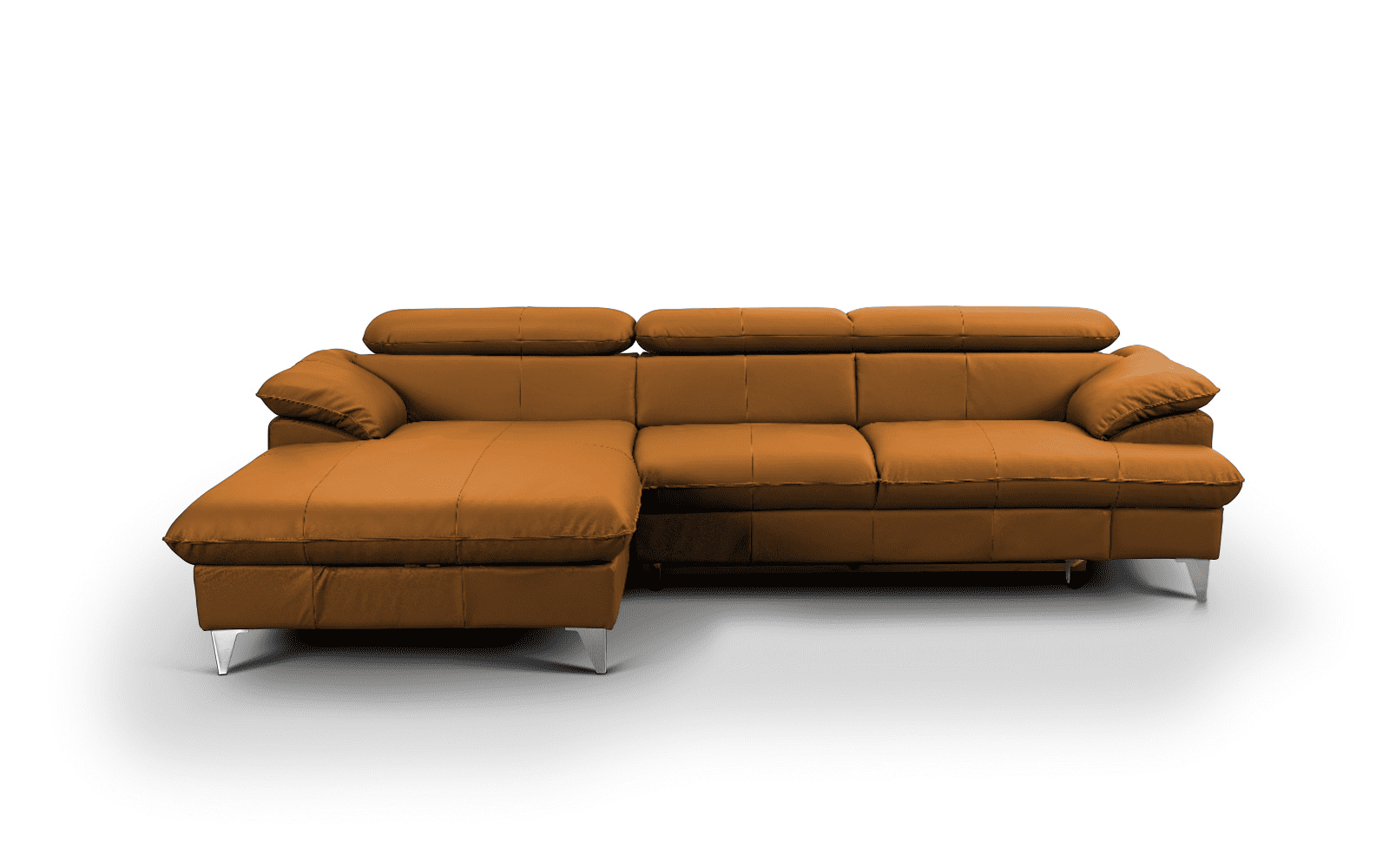 David Ecksofa Echtleder – Schlafsofa mit Bettkasten