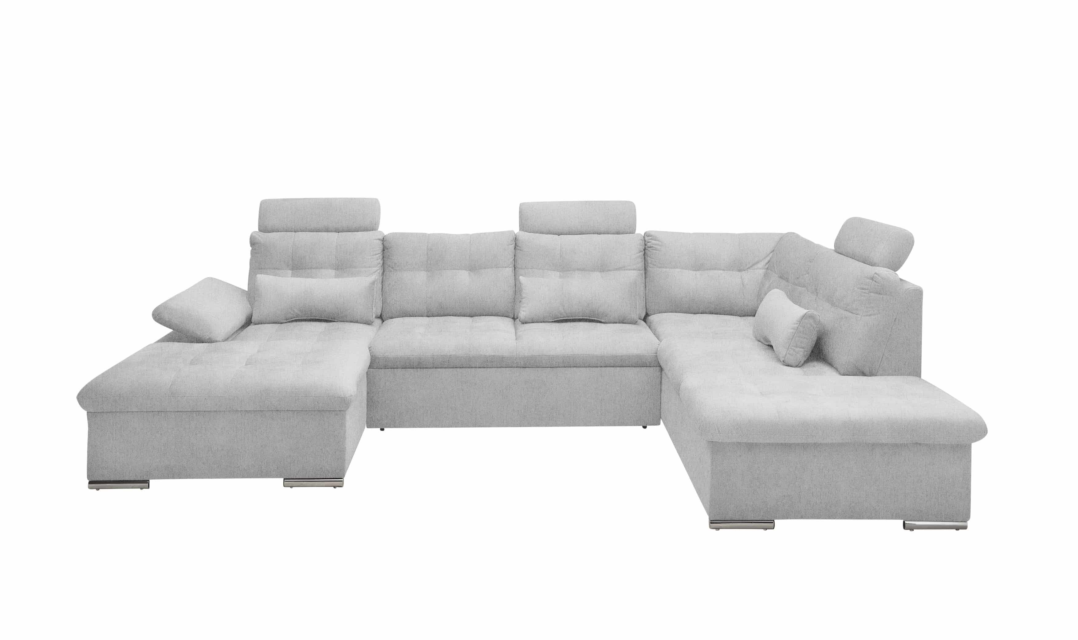 Couch U-Form mit Schlaffunktion und Bettkasten in Hellgrau - Medan XXL Couch U-Form mit Schlaffunktion und Bettkasten in Hellgrau - Medan XXL