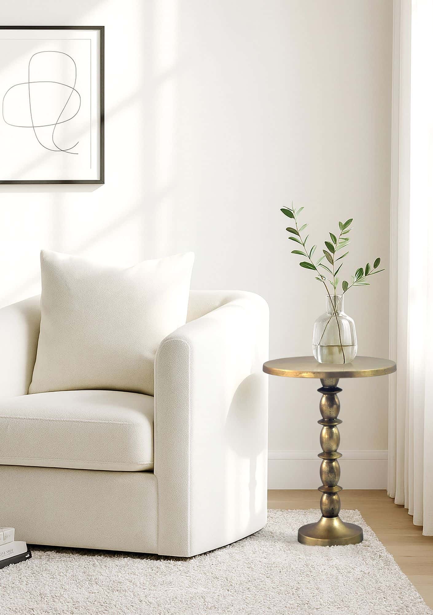 Beistelltisch Gold 40cm Aluminium Tisch Rund - Anstelltisch Raw Finish - Design Wohnzimmertisch Dekotisch - Metalltisch Orientalisch Modern - Sofatisch Couchtisch Handmade