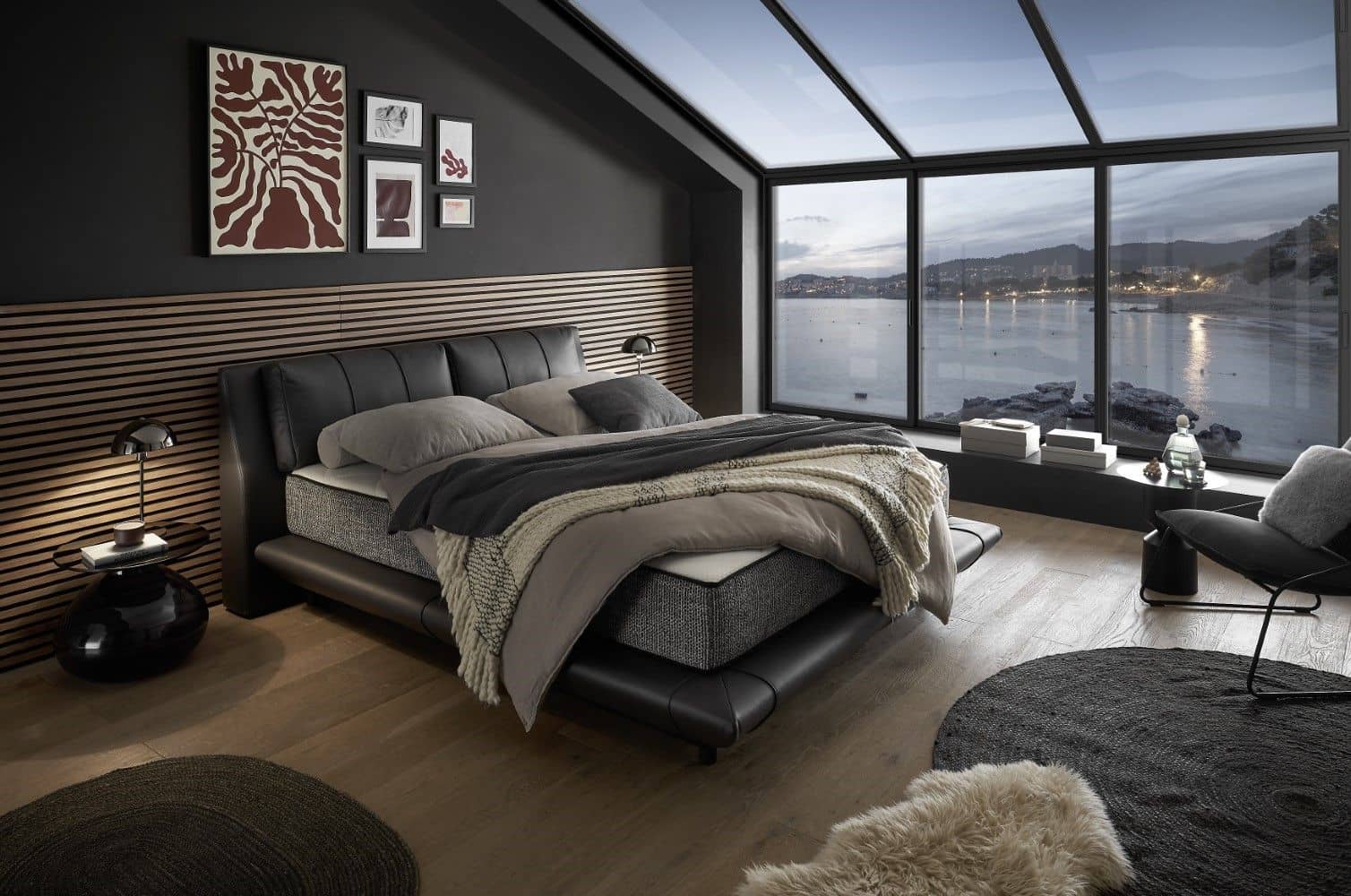 ED Exciting Design Boxbett Midnight 180x200 Schwarz | Nube Kunstleder