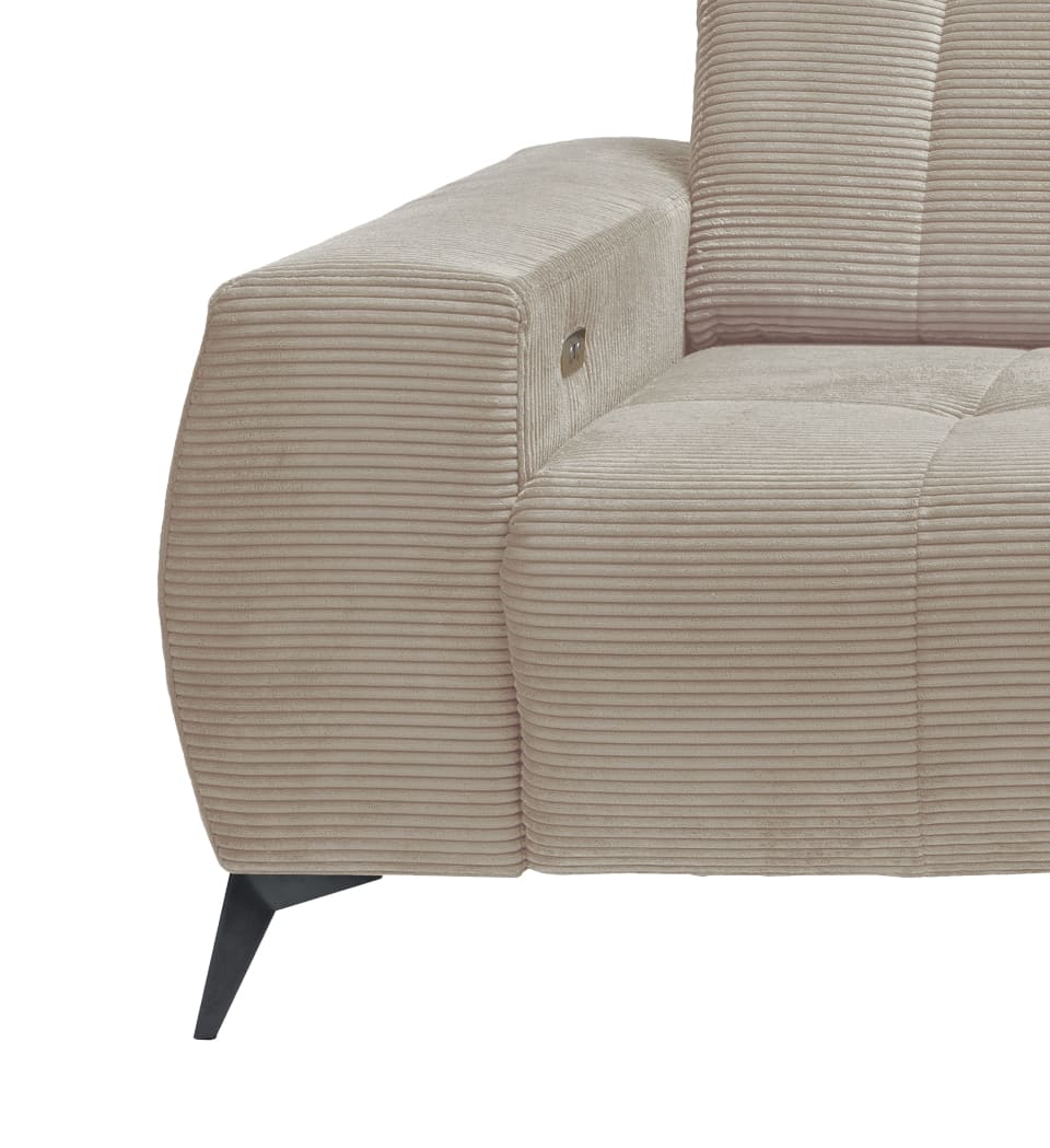 Ecksofa Sano von Benformato - Hochwertiges Cordsofa mit Elektrofunktion und verstellbaren Kopflehnen