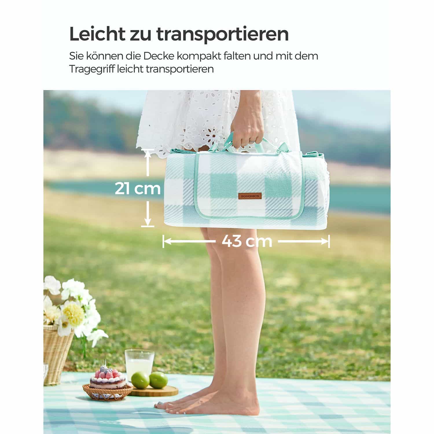 Picknickdecke 300 x 200 cm wasserdicht grün-weiß-GCM012W03 Picknickdecke 300 x 200 cm wasserdicht grün-weiß-GCM012W03