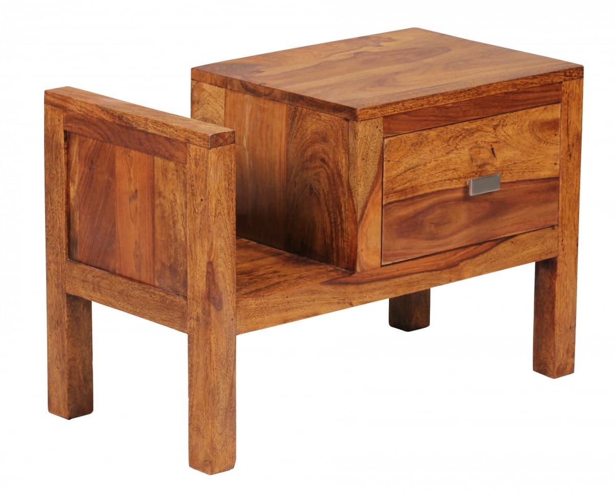 36250-WOHNLING-Nachtkaestchen-mit-Zeitungstaender-Sto_11 Nachttisch MUMBAI Massiv-Holz Sheesham Nacht-Kommode 40 cm hoch Schublade mit Zeitungsablage Nachtschrank Echt-Holz