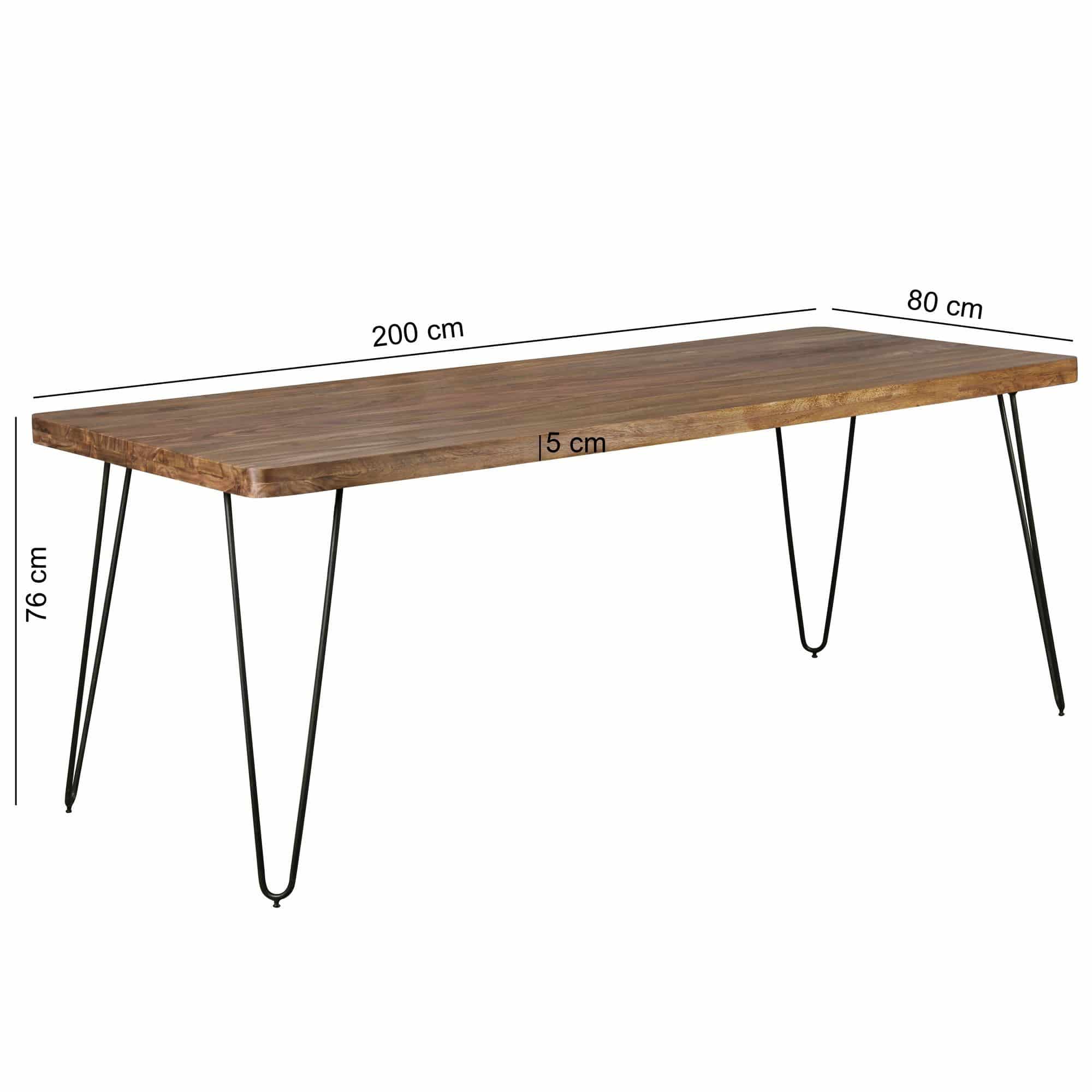 Esstisch BAGLI Massivholz Sheesham 200 x 80 x 76 cm Esszimmer-Tisch Küchentisch modern Landhaus-Stil Holztisch mit Metallbeinen dunkel-braun Natur-Produkt Massivholzmöbel Esstisch BAGLI Massivholz Sheesham 200 x 80 x 76 cm Esszimmer-Tisch Küchentisch modern Landhaus-Stil Holztisch mit Metallbeinen dunkel-braun Natur-Produkt Massivholzmöbel