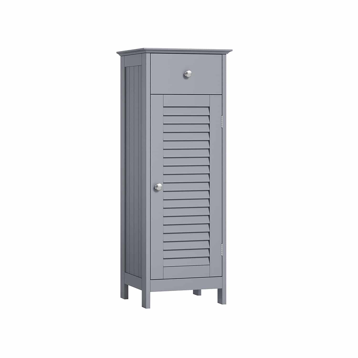 Badezimmerschrank schmal mit Schublade und Lamellentür Badezimmerschrank schmal mit Schublade und Lamellentür