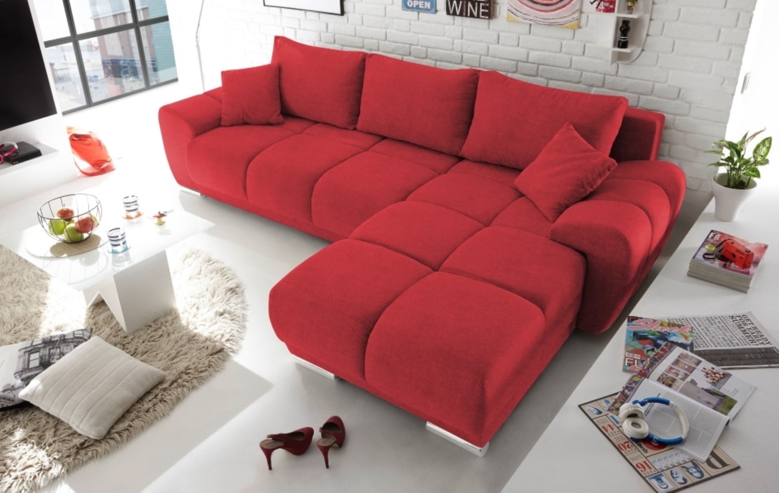 Anton_Uran_allgemein_berry Beerenfrische Eleganz: ED Exciting Design Sofa Anton mit Schlaffunktion und Bettkasten
