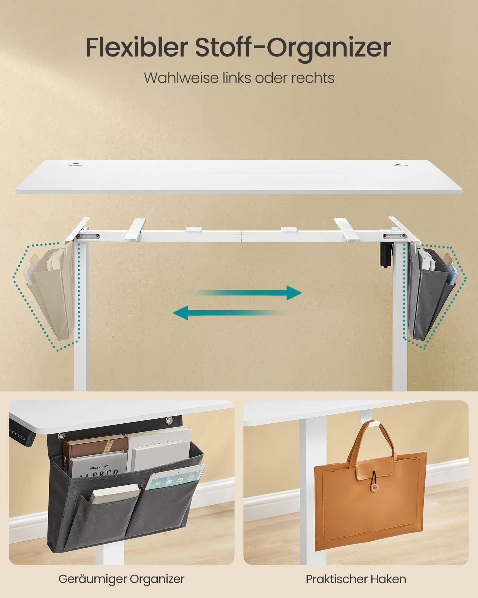 Höhenverstellbarer Schreibtisch elektrisch 70 x 160 x (72-120) cm