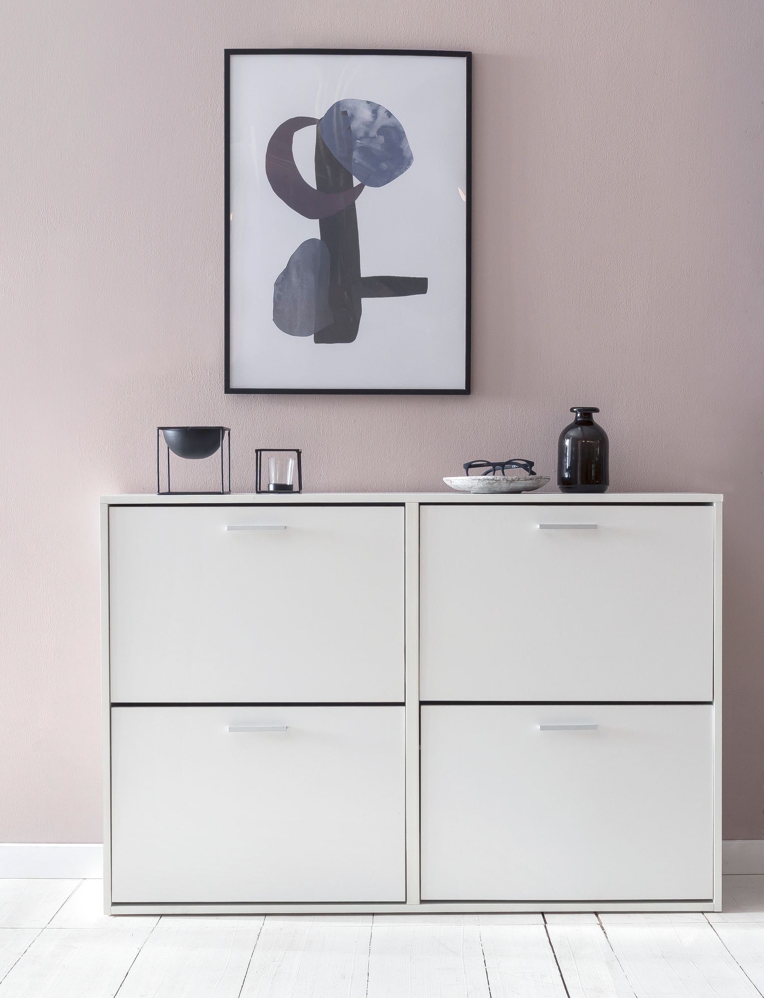 48489-WOHNLING-Schuhschrank-LEILA-120x24x81-cm-We_6 Schuhschrank geschlossen modern - 120x81x24cm Weiß 4 Fächer