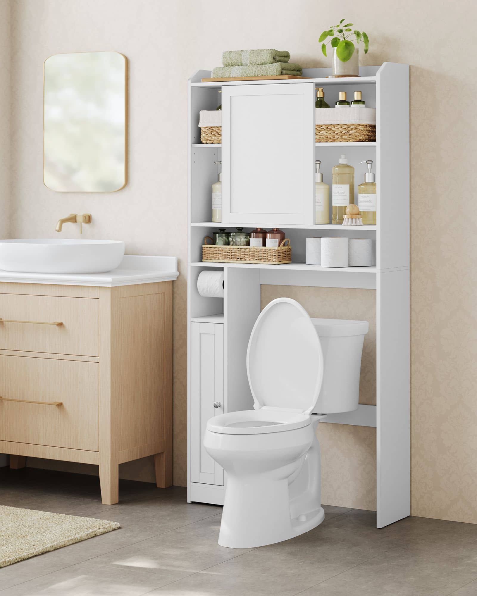 Toilettenregal mit Schiebetür 25 x 83 x 170 cm wolkenweiß Toilettenregal mit Schiebetür 25 x 83 x 170 cm wolkenweiß