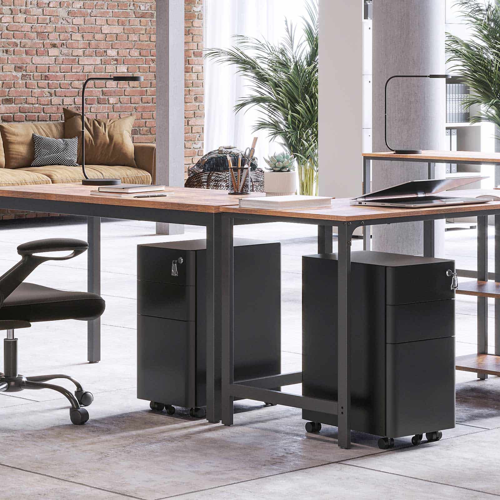 Büroschrank mit Rollen und Schloss schwarz-B34OFC030B01 Büroschrank mit Rollen und Schloss schwarz-B34OFC030B01