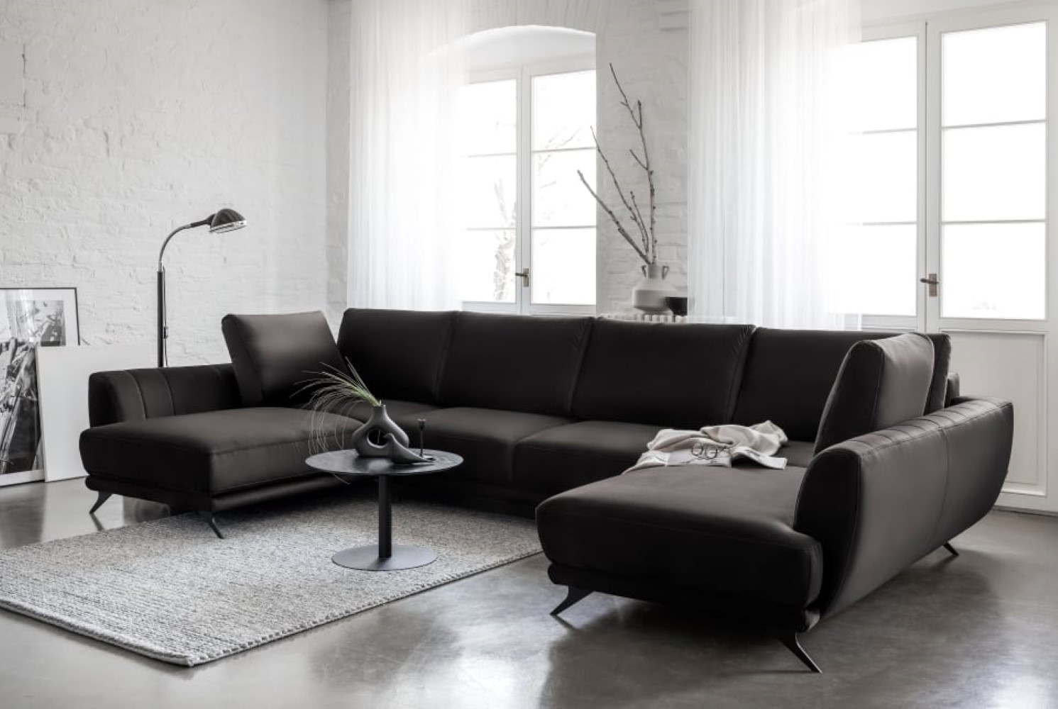 Wohnlandschaft dunkelgrau Lagos mit Schlaffunktion
