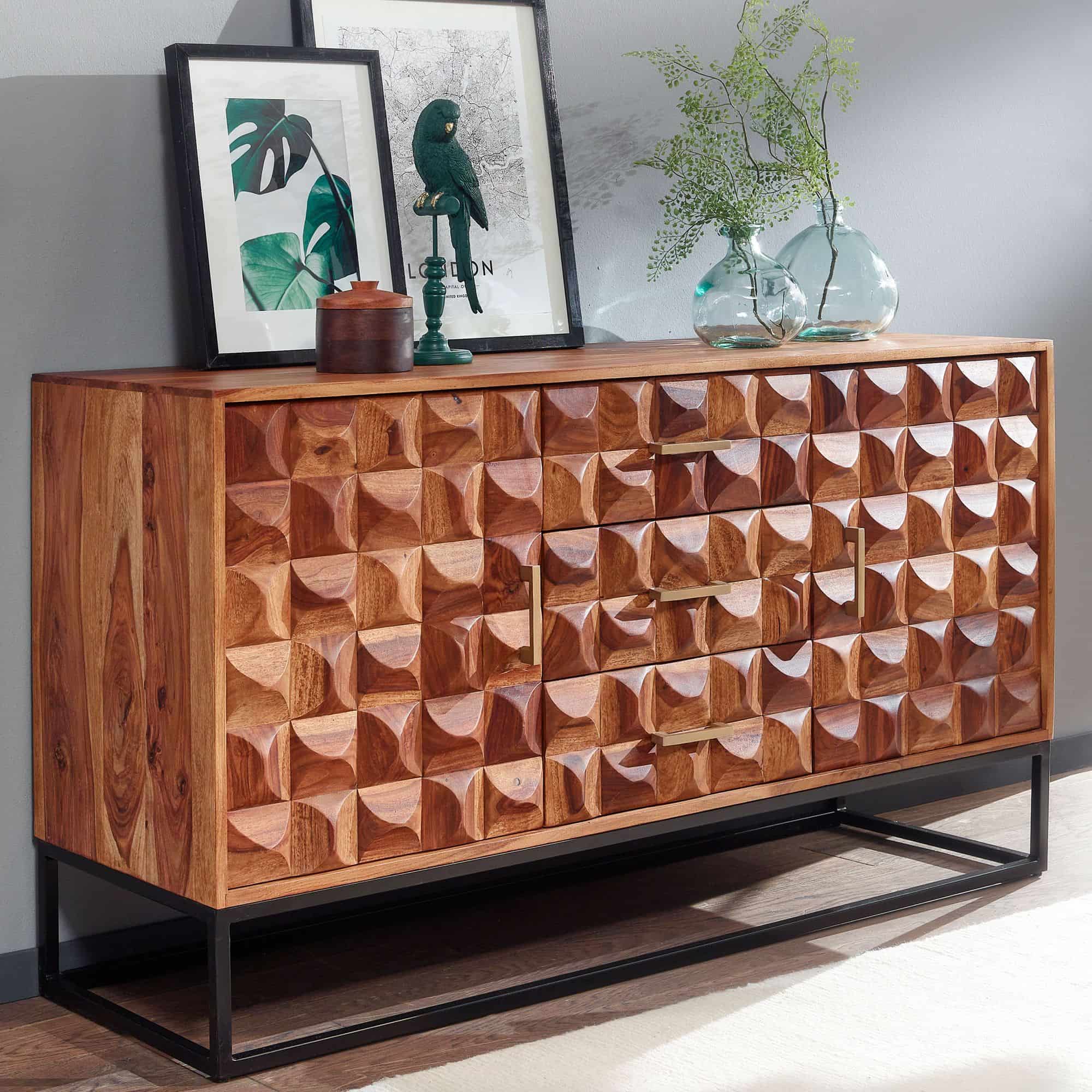 64604-Wohnling-Sideboard-145x80x45-cm-Sheesham-WL6-545-WL6-545_2 Sideboard 145x81x45 cm Sheesham Massivholz / Metall Anrichte