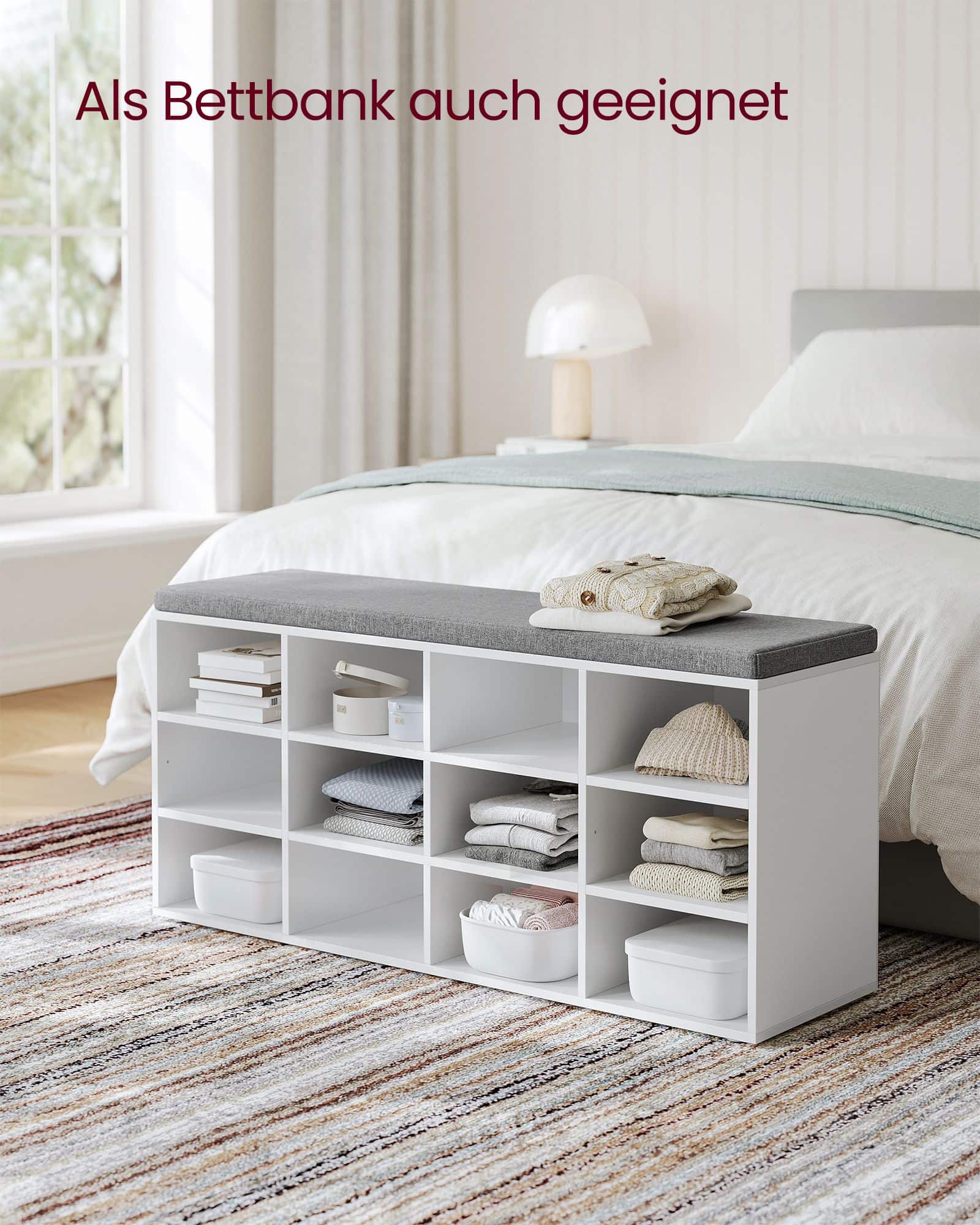 Schuhbank Sitzbank mit Stauraum 12 Fächer klassikweiß Schuhbank Sitzbank mit Stauraum 12 Fächer klassikweiß