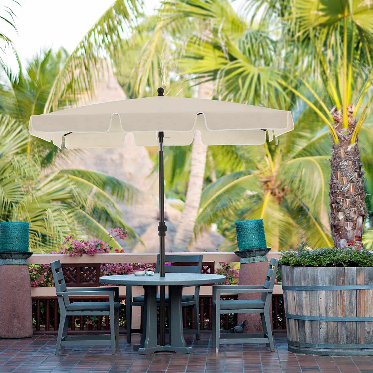 Sonnenschirm 200 x 125 cm Beige Sonnenschirm 200 x 125 cm Beige