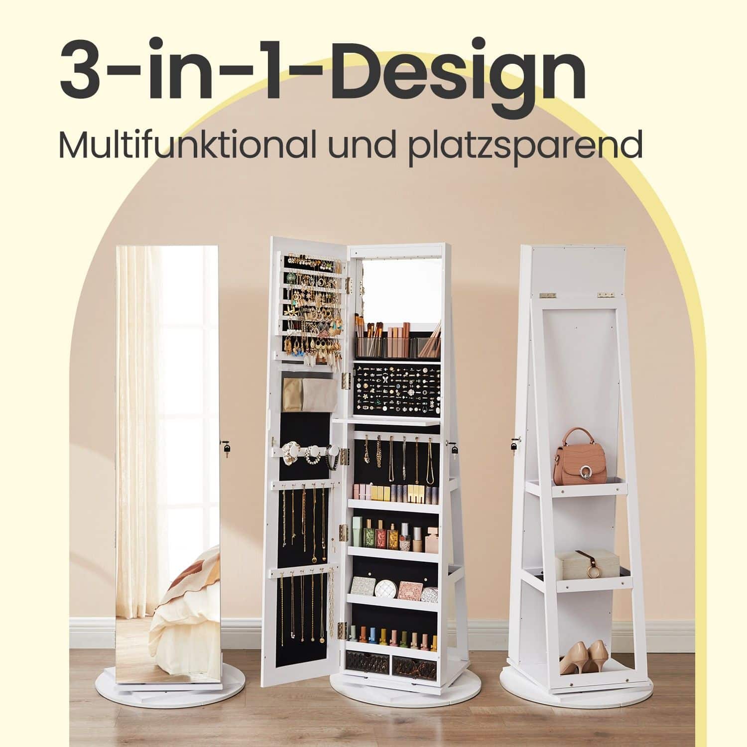 Schmuckschrank, Spiegelschrank, mit rahmenlosem Ganzkörperspiegel Schmuckschrank, Spiegelschrank, mit rahmenlosem Ganzkörperspiegel