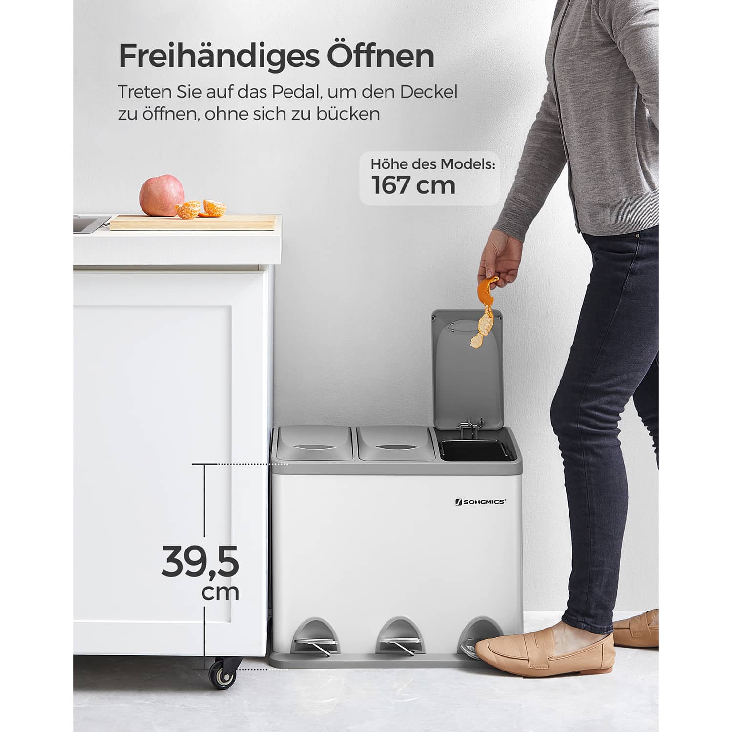 Mülleimer mit 3 Fächern-LTB24WT Mülleimer mit 3 Fächern-LTB24WT