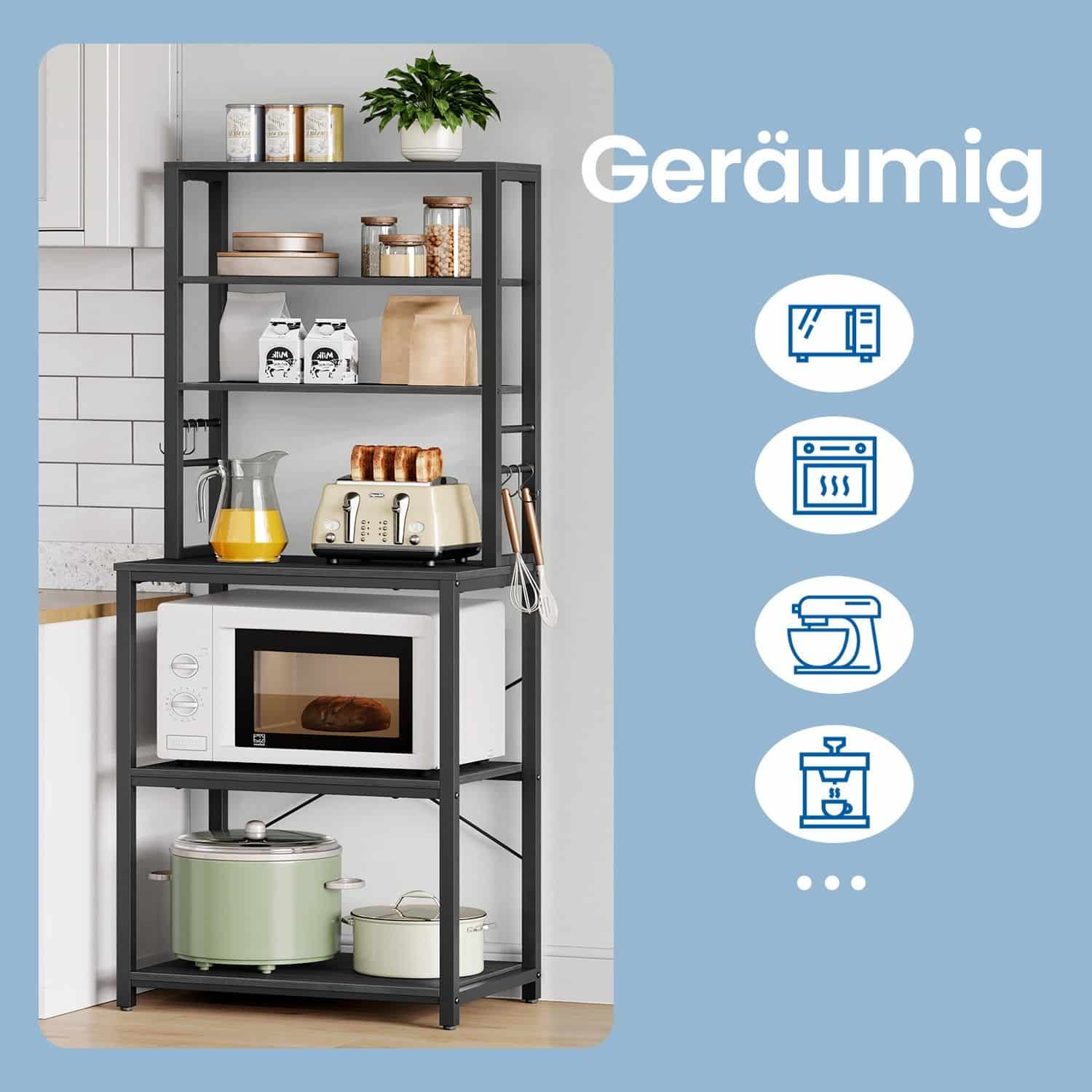 VASAGLE Küchenregal 6 Ebenen anthrazit-schwarz