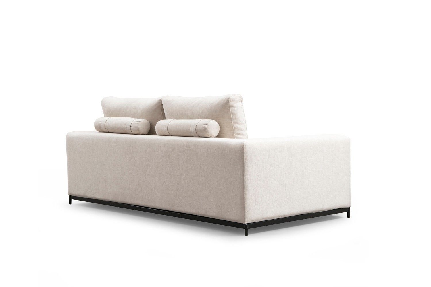 Sofa Line 2-Sitzer Beige – Flachgewebe mit Metallfüßen