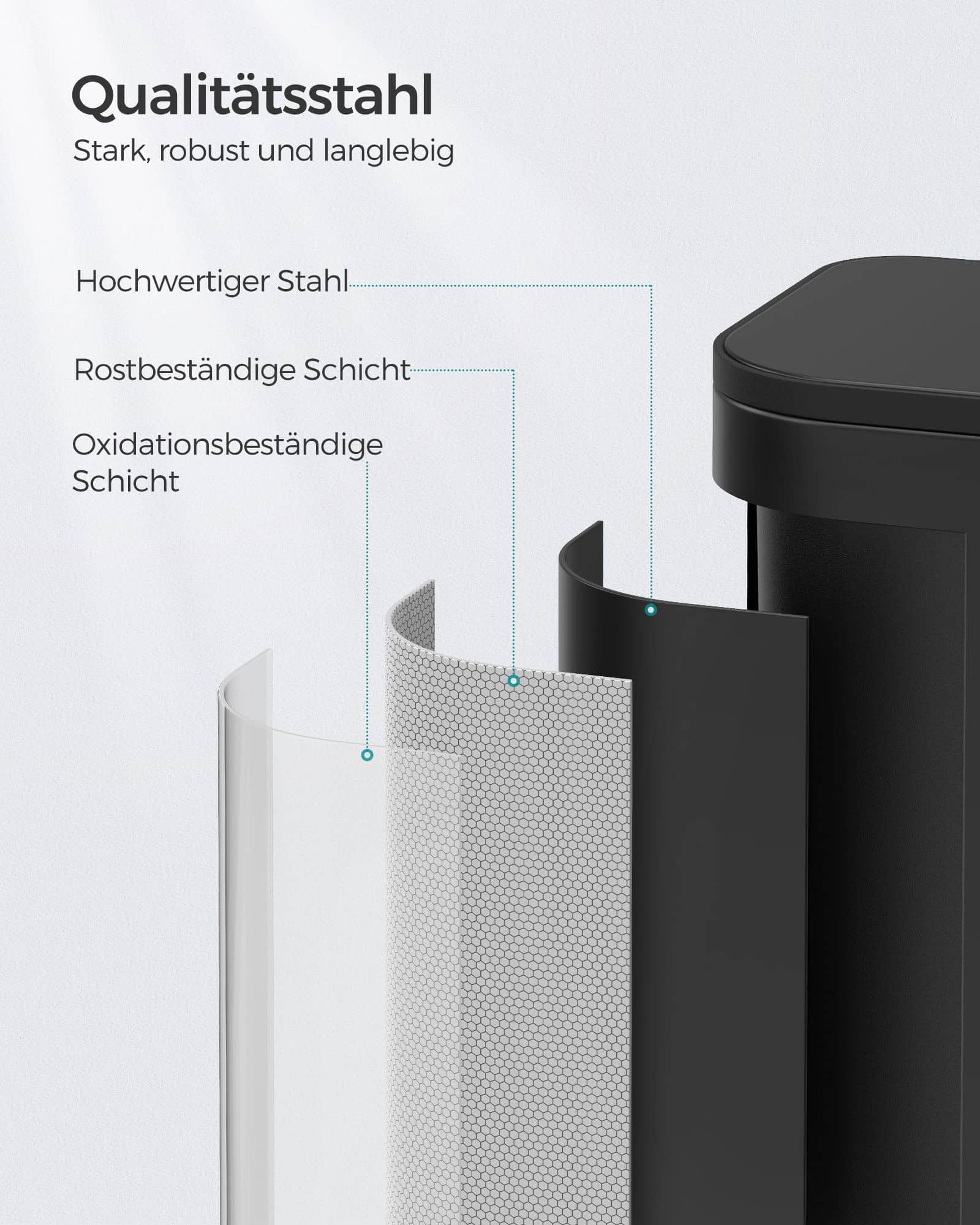 Mülleimer 20 Liter mit Deckel tintenschwarz