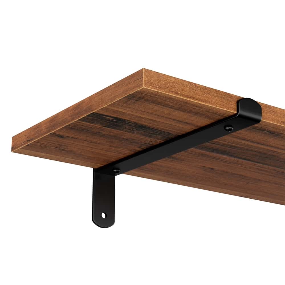 Wandregal 20 x 60 x 7 cm bis zu 10 kg belastbar vintagebraun-Mattschwarz