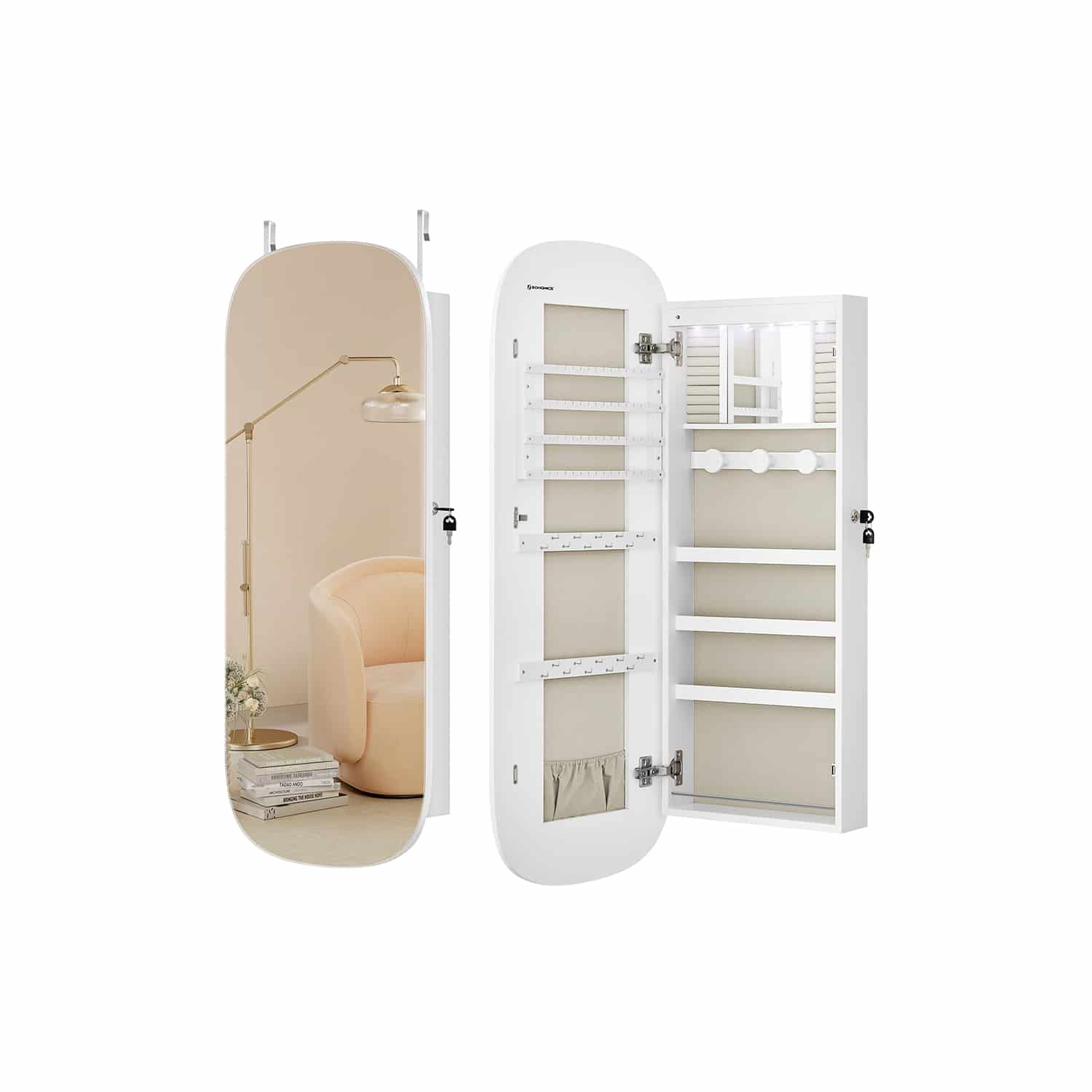 Wandschrank mit Spiegel Oberfläche in Weiß Wandschrank mit Spiegel Oberfläche in Weiß