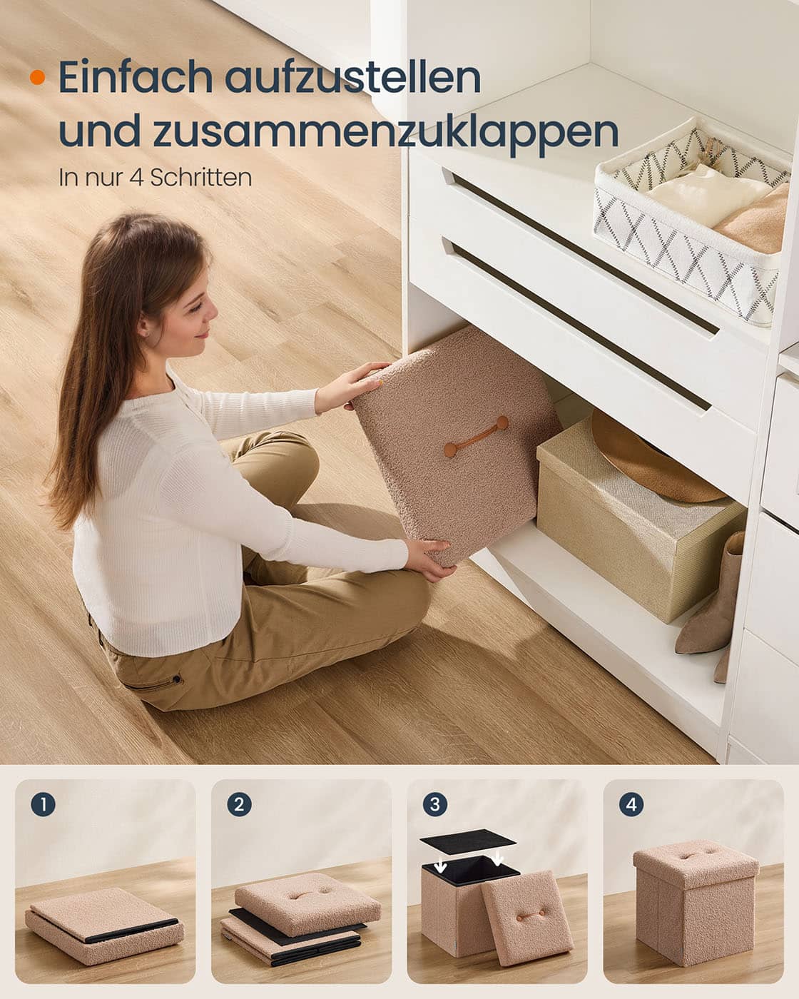 Hocker mit Stauraum 38 x 38 x 38 cm kamelbraun Hocker mit Stauraum 38 x 38 x 38 cm kamelbraun