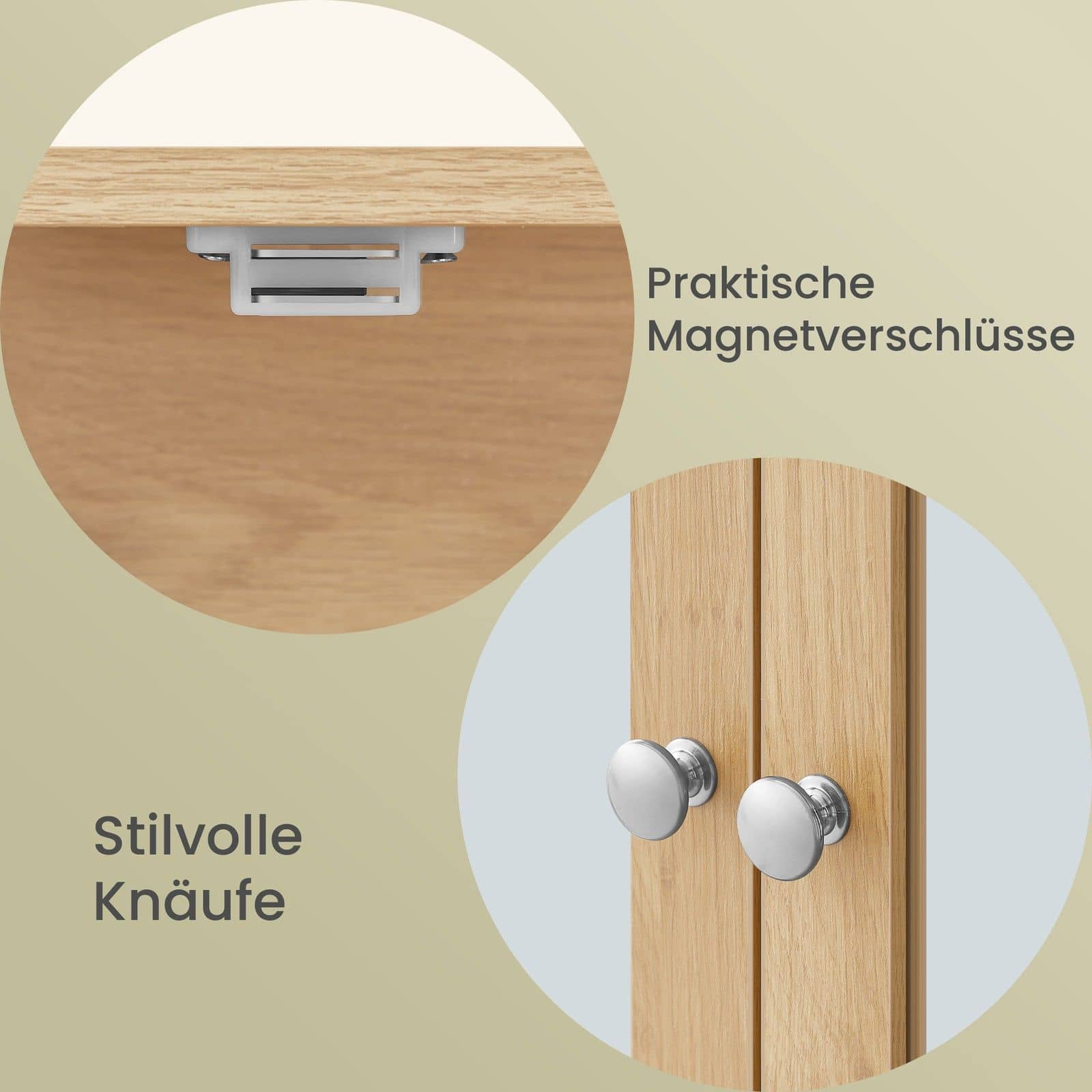 Wandschrank mit Spiegel, Badschrank mit 2 Spiegeltüren und offenem Fach, verstellbare Ablage