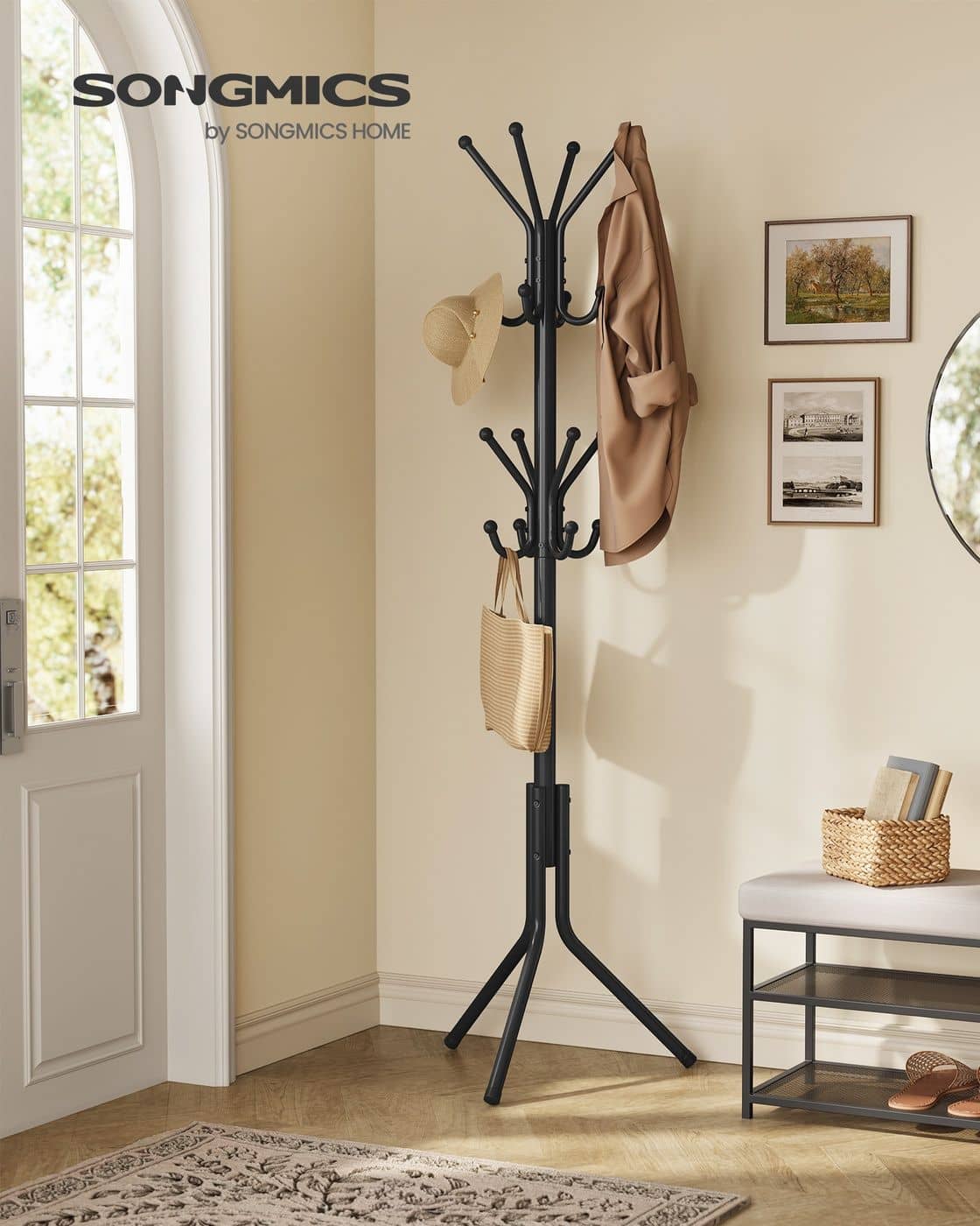 Metall Garderobenständer mit Haken für Kleidung und Accessoires tintenschwarz Metall Garderobenständer mit Haken für Kleidung und Accessoires tintenschwarz
