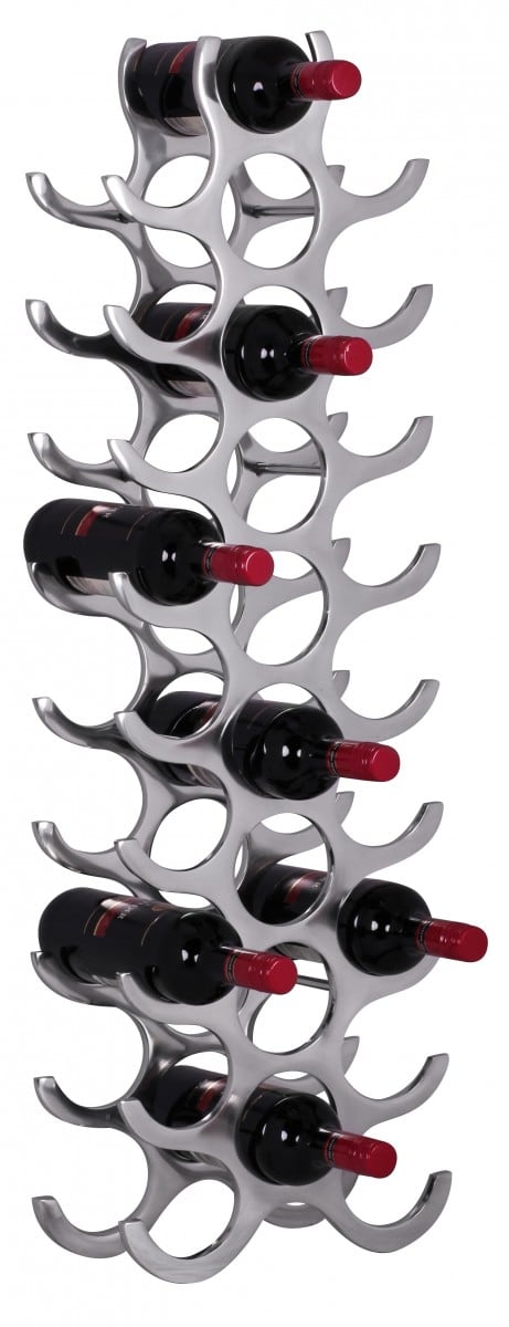 32598-Wohnling-Flame-27-Flaschen-Weinregal-Aluminium-siln13crvIMlFCsr Design Aluminium Weinregal 27 Flaschen in Silber 31x98x14 cm