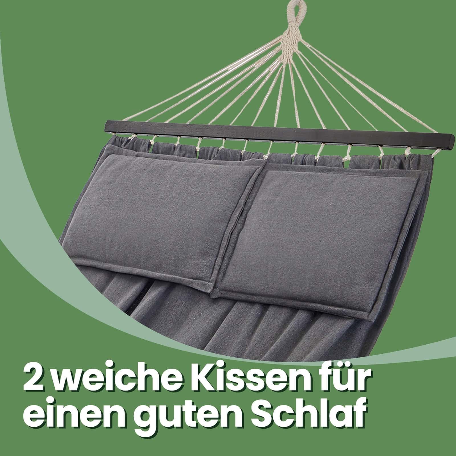 Hängematte 210 x 150 cm, Outdoor, mit 2 Holzstangen Hängematte 210 x 150 cm, Outdoor, mit 2 Holzstangen