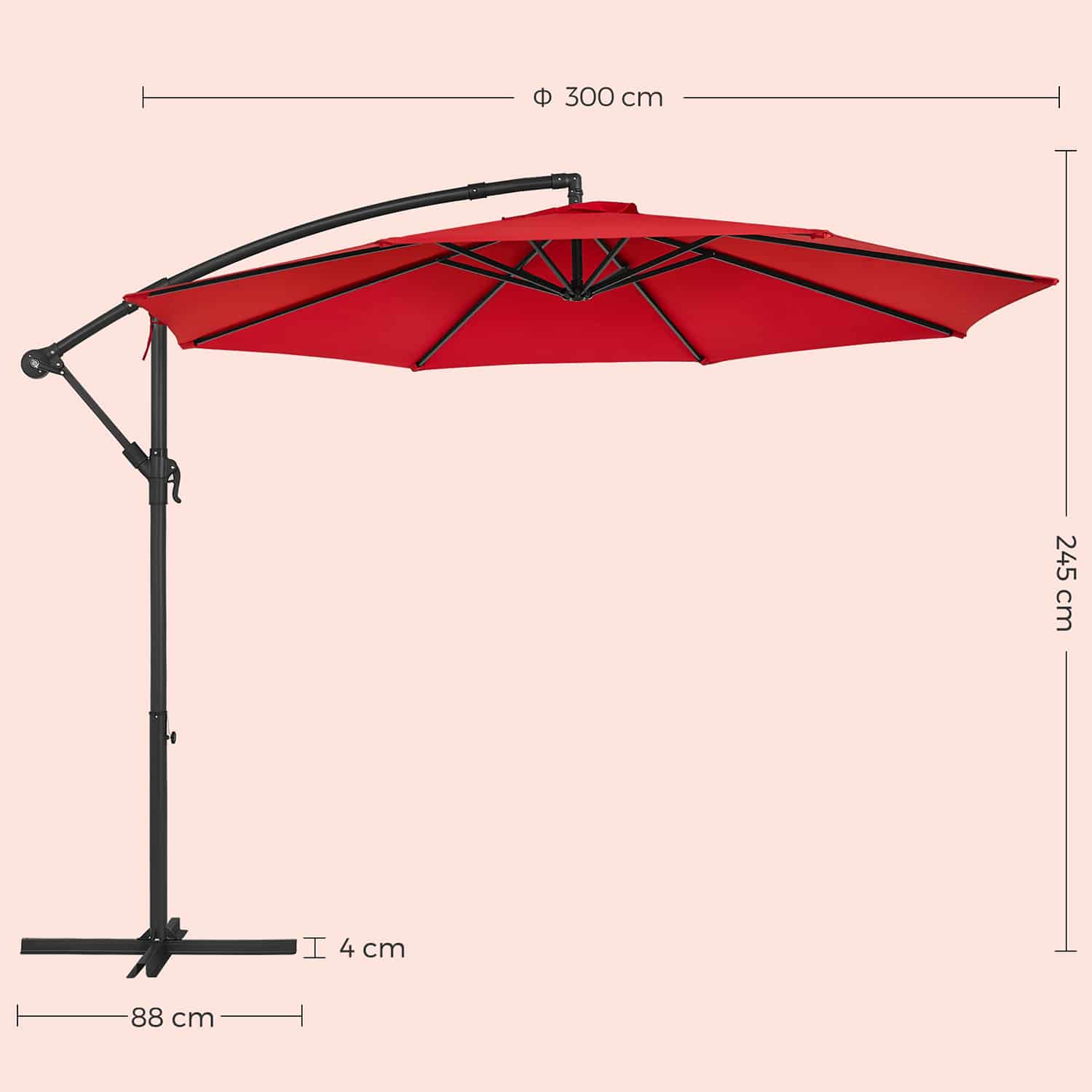 Sonnenschirm Ø 300 cm mit Ständer UV-Schutz bis UPF 50+