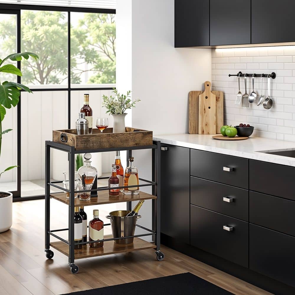 Küchenwagen mit Tablett Vintagebraun