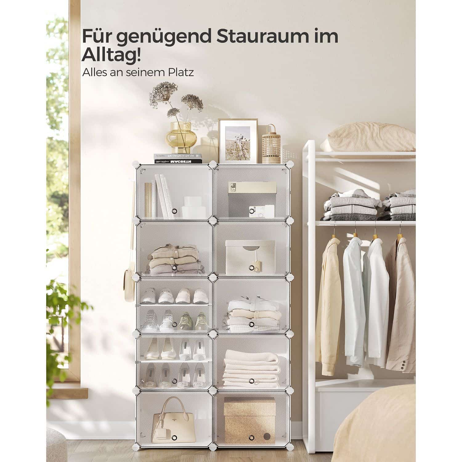 Schuhregal mit 8 Fächern weiß-LPC035W01 Schuhregal mit 8 Fächern weiß-LPC035W01