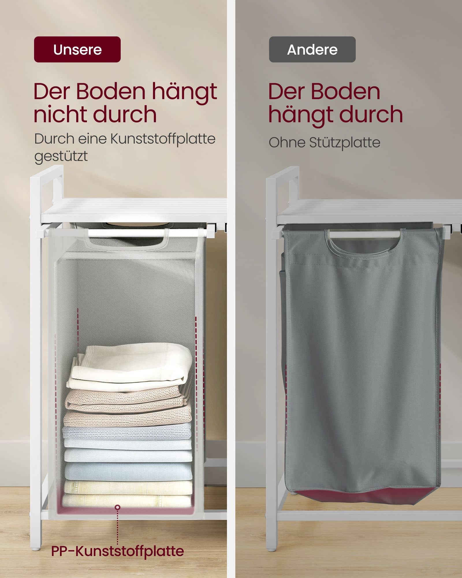 Wäschekorb 2 x 46 Liter mit Ablage 73 x 33 x 72 cm Wäschekorb 2 x 46 Liter mit Ablage 73 x 33 x 72 cm